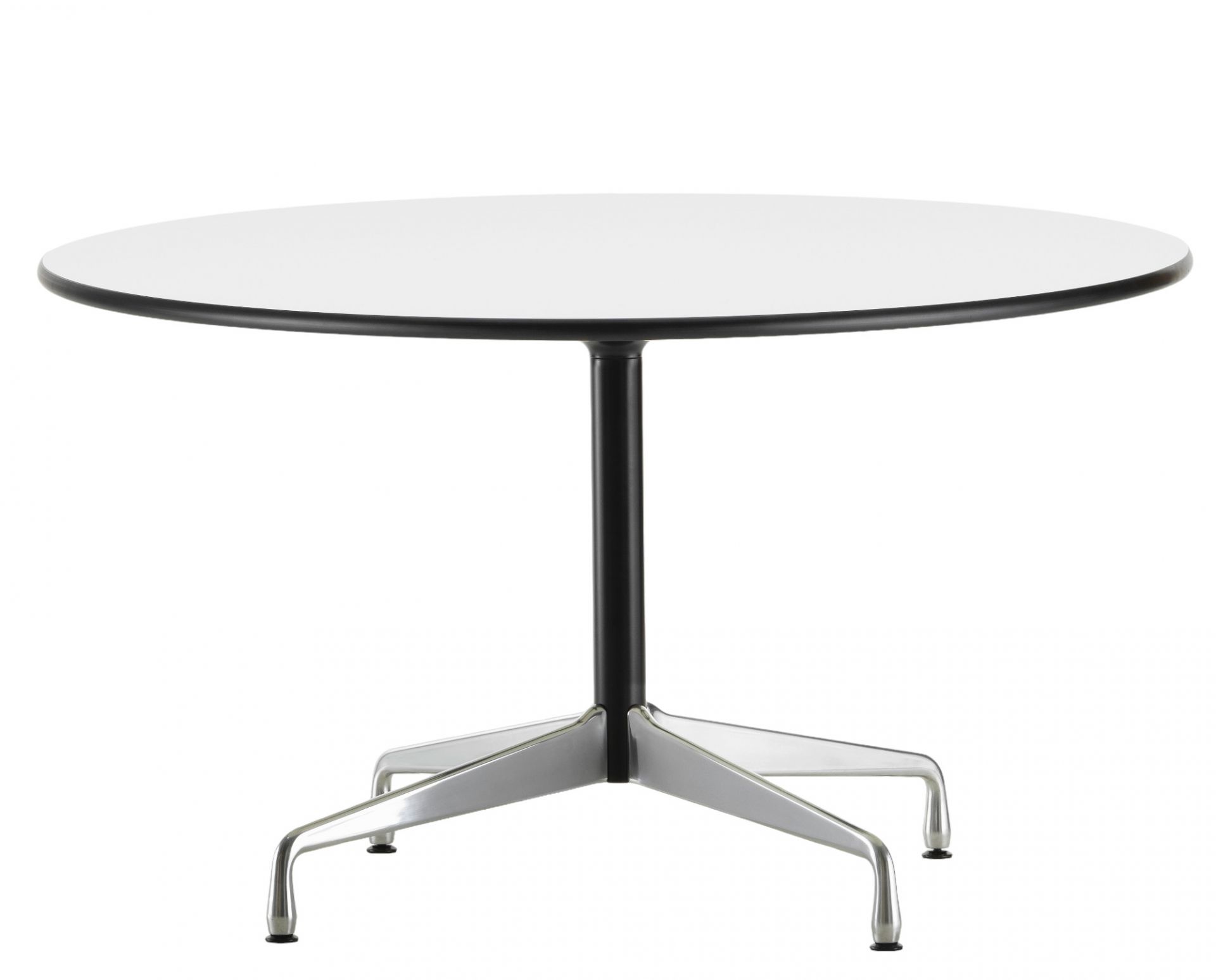 Eames Segmented Table Dining Table de salle à manger ronde HPL BLANC / EXTERNE POLI / PIED BASIC DARK VITRA EXEMPLE DE FEMME