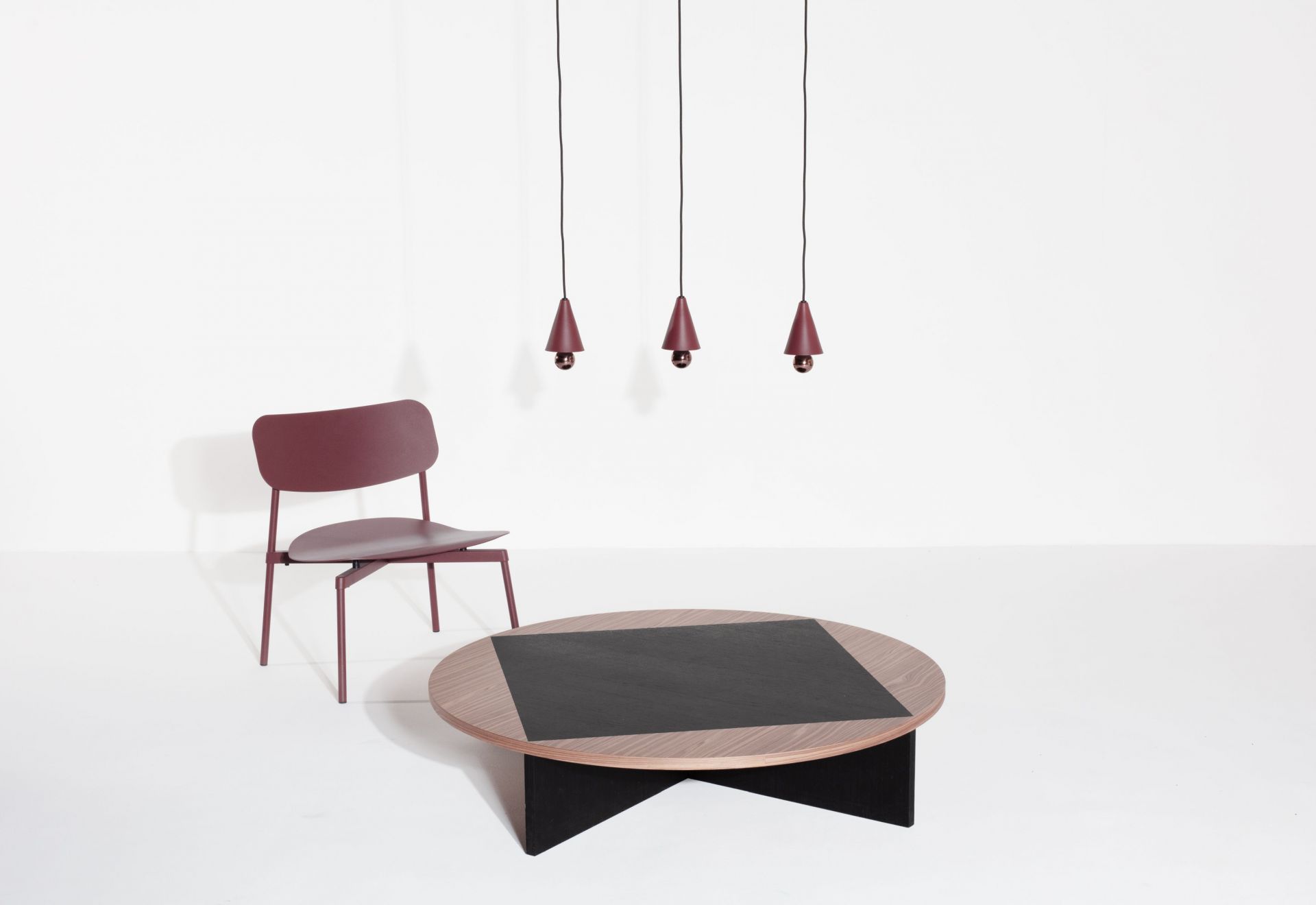 Cherry Pendant light Lampe à suspendre 3 pièces Linear Petite Friture Marron rouge
