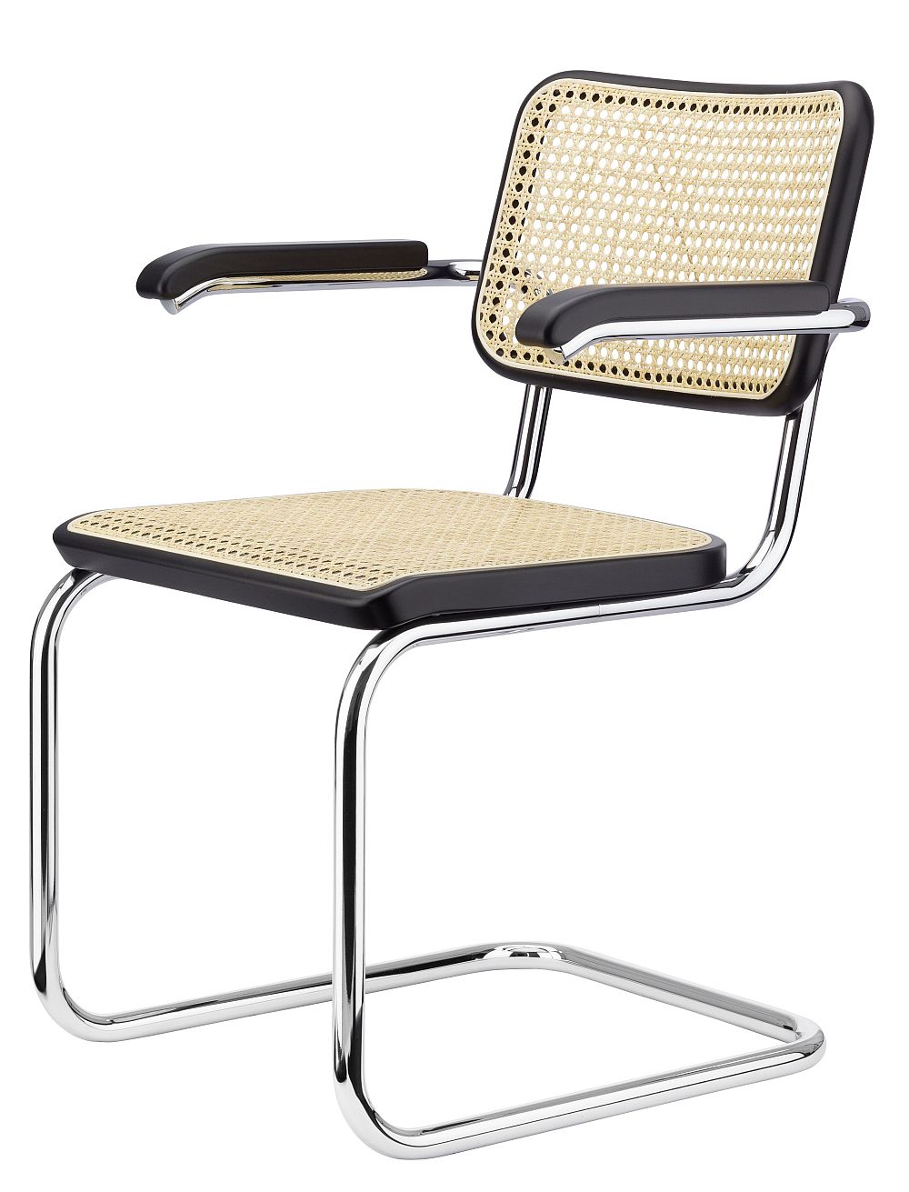 S 64 V Classique en tube d'acier, chaise cantilever CHROME/NOIR Thonet COMBINAISON PRIVILÉGIÉE
