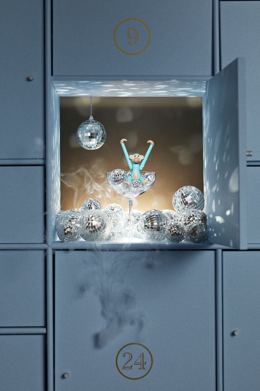 Singe mini coloré Kay Bojesen turquoise