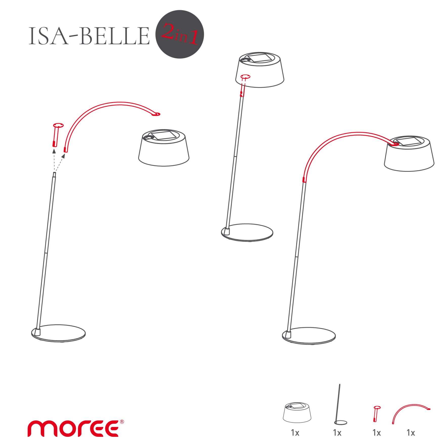 ISA-BELLE Lampadaire solaire & lampe à arc - 2 en 1 Moree
