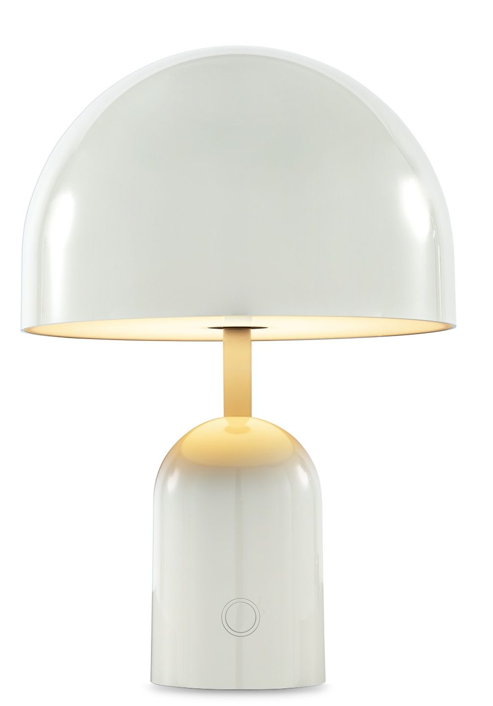 Bell Portable LED Table lamp lampe à batterie / lampe de table Tom Dixon Gris clair Nahaufnahme der Bell Portable LED Tischleuchte von Tom Dixon in Hellgrau.