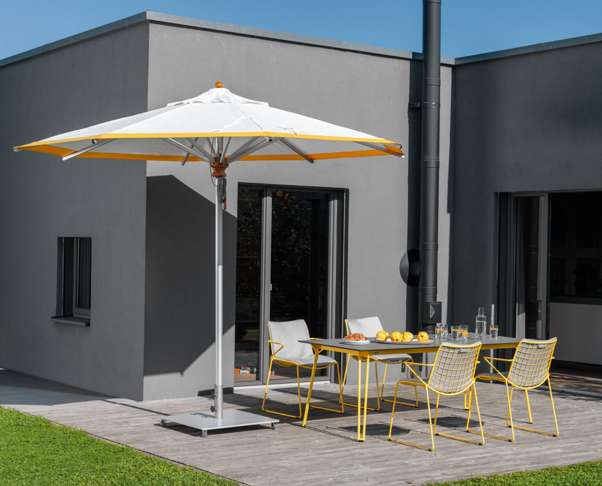 Parasol alu rond jaune Weishäupl