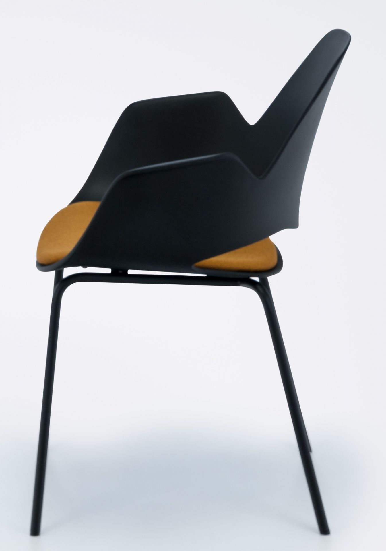 Falk Chaise avec accoudoirs Pieds en métal laqué époxy noir Houe