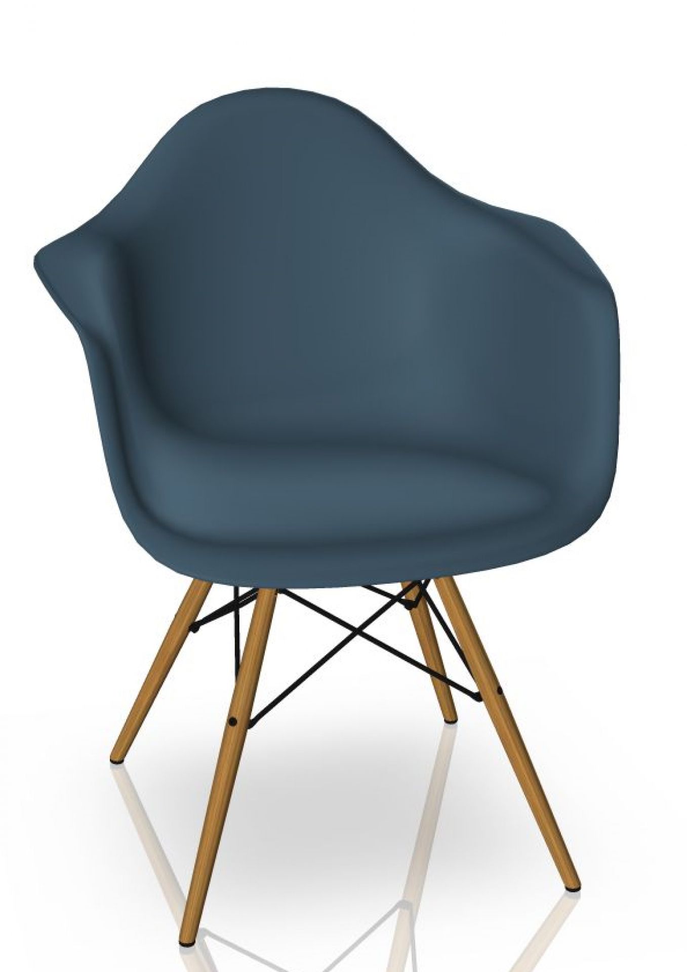 Eames Plastic Arm Chair DAW Chaise Vitra Frêne - Sea bleu