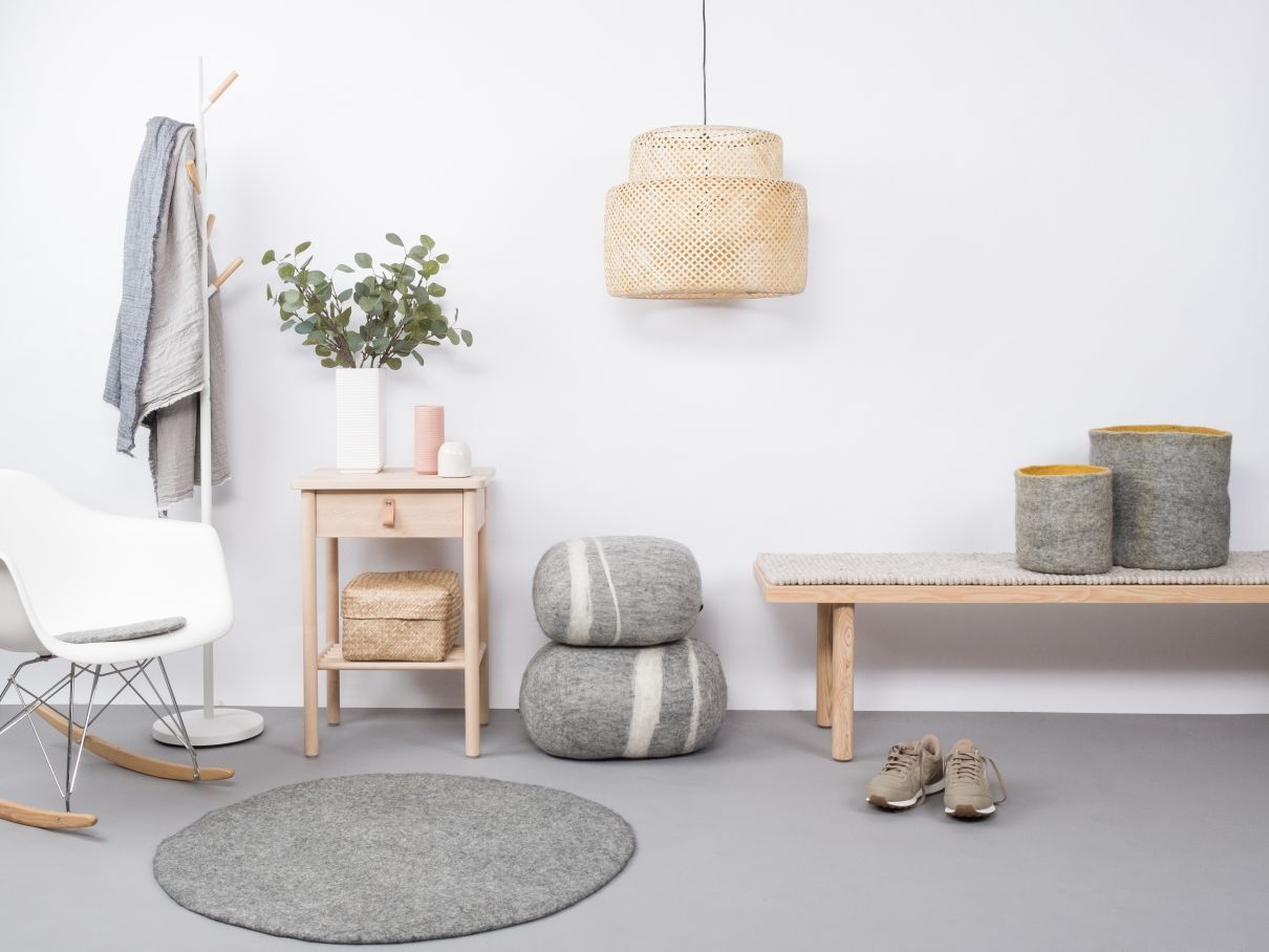 Mono Rond Tapis en feutre Ø 160 cm myfelt Carl (gris chiné)