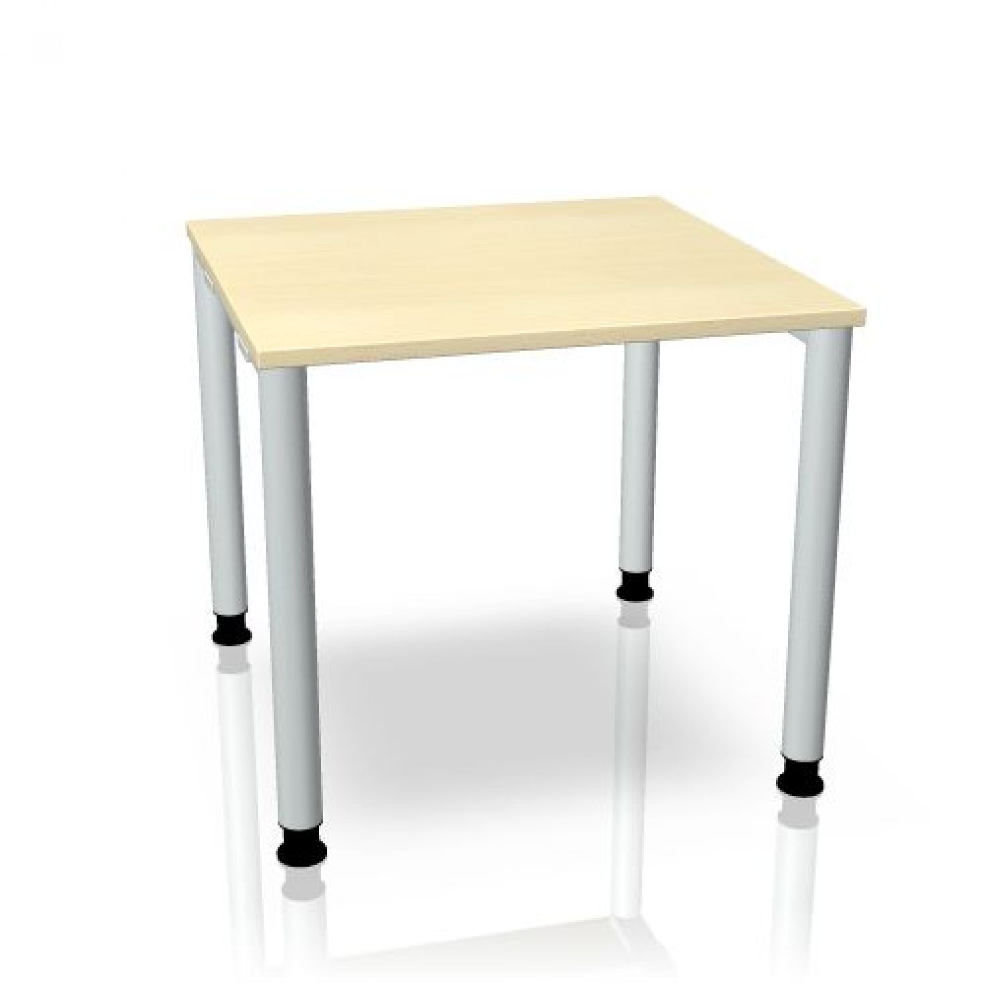 Systo Tec Schreibtisch von Palmberg, höhenverstellbar, mit heller Tischplatte und silbernen Beinen. Büromöbel für ergonomisches Arbeiten.