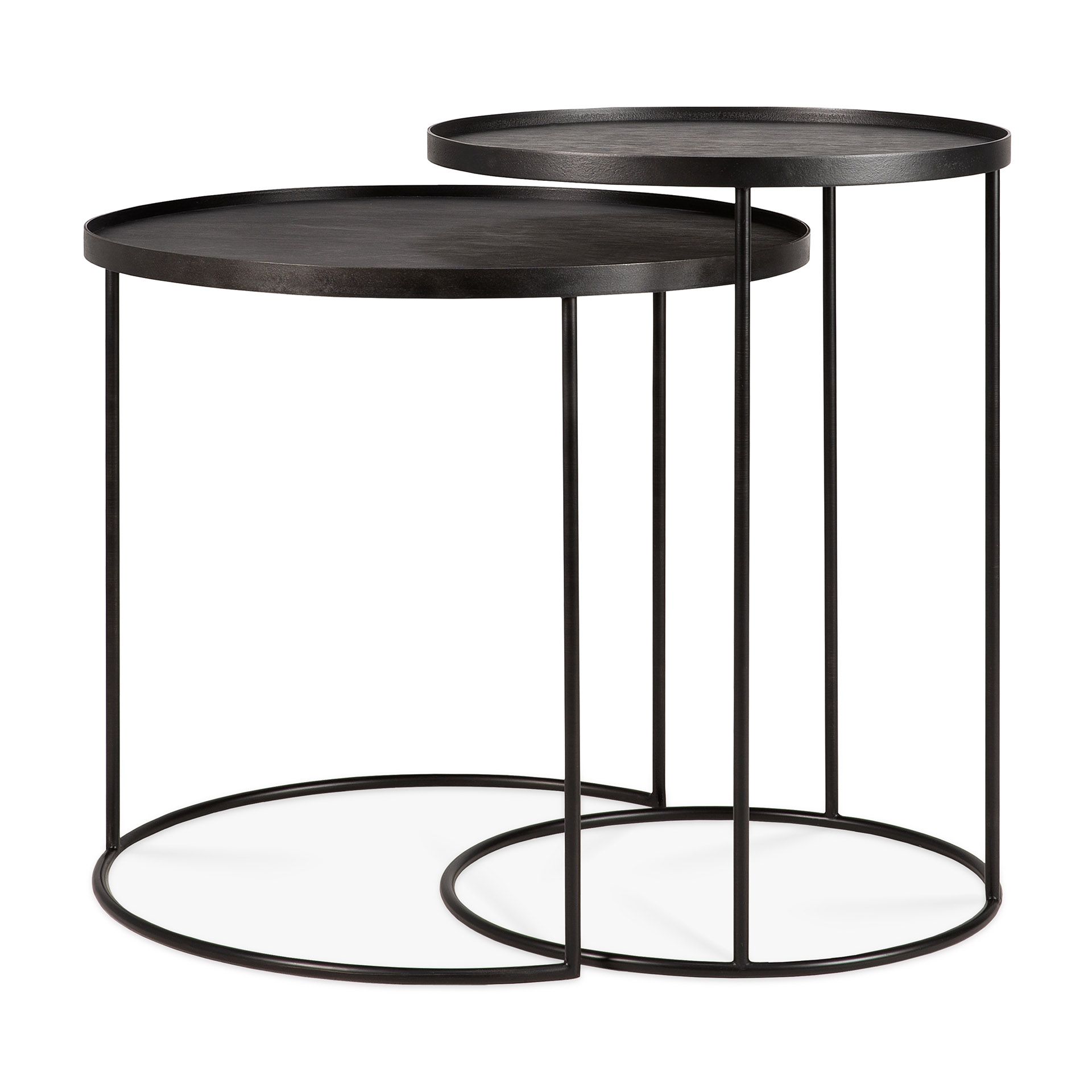 Set de 2 tables d'appoint Noir Rond S/L Ethnicraft 