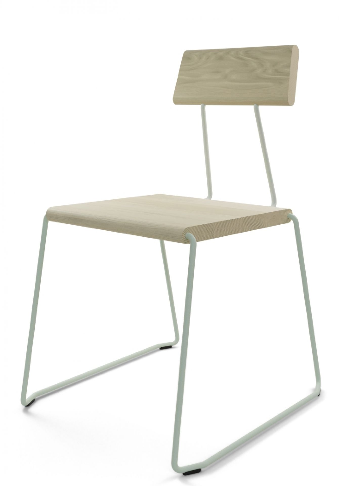 D:005 Chaise Blanc Fuchs & Habicht Weißer D:005 Stuhl von Fuchs & Habicht mit hellem Holz und minimalistischem Design.