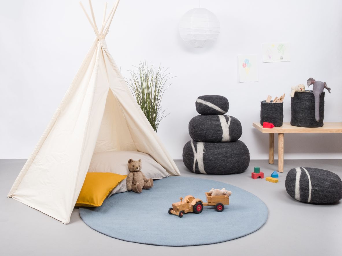 Mono Rond Tapis en feutre Ø 160 cm myfelt Mia (bleu clair)