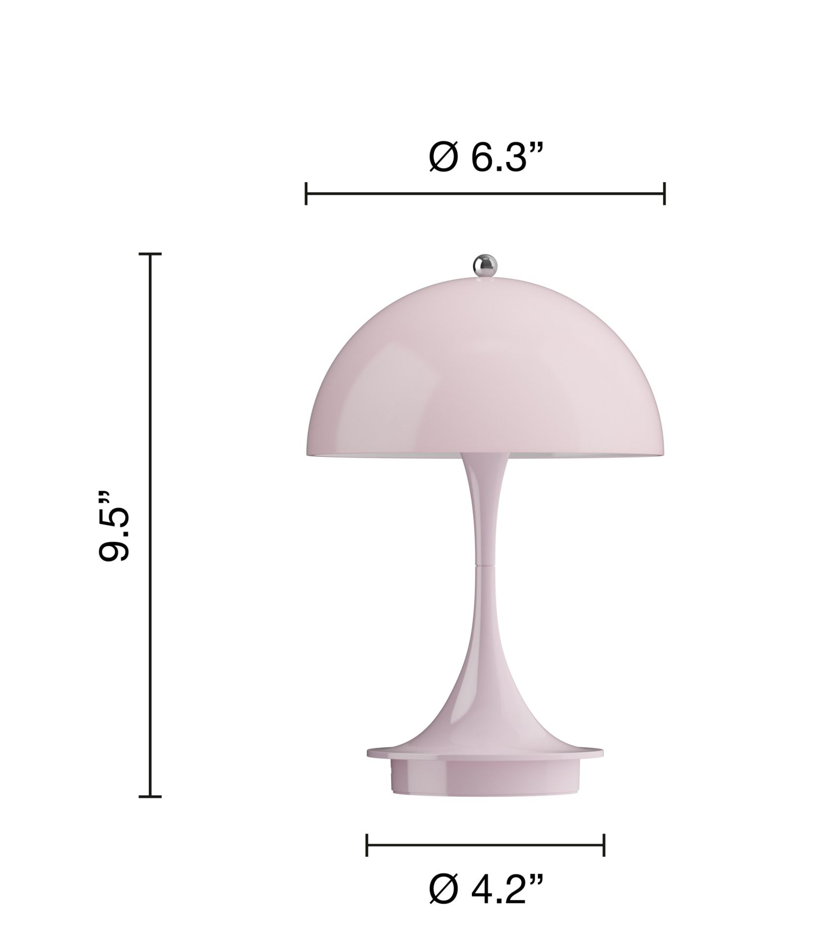 Panthella 160 Portable V3 Lampe de table à LED rechargeable Intérieur/Extérieur Louis Poulsen opale rose