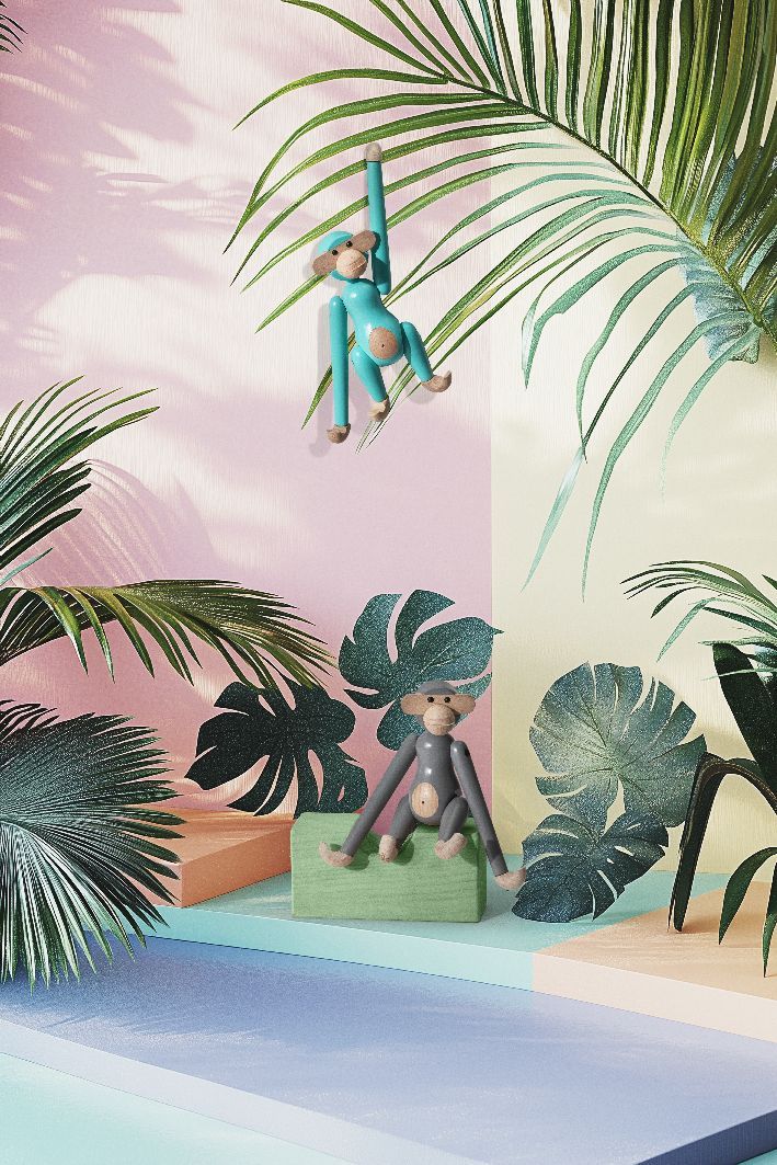 Singe mini coloré Kay Bojesen turquoise