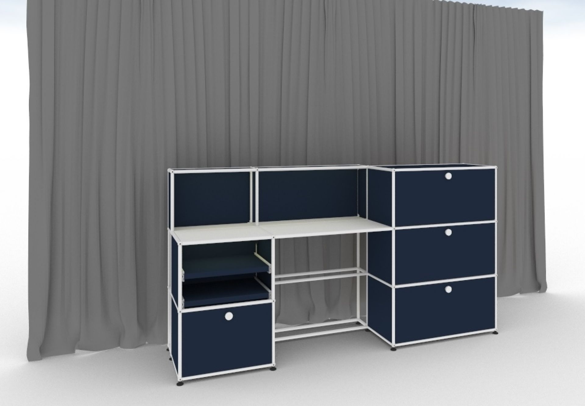E bureau illuminé bleu acier USM Haller