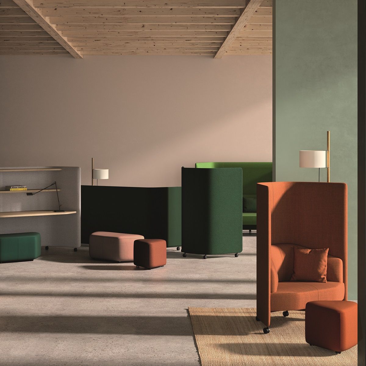 In Out Office ME2261 Table de bureau avec cloisons d'absorption acoustique Andreu World 