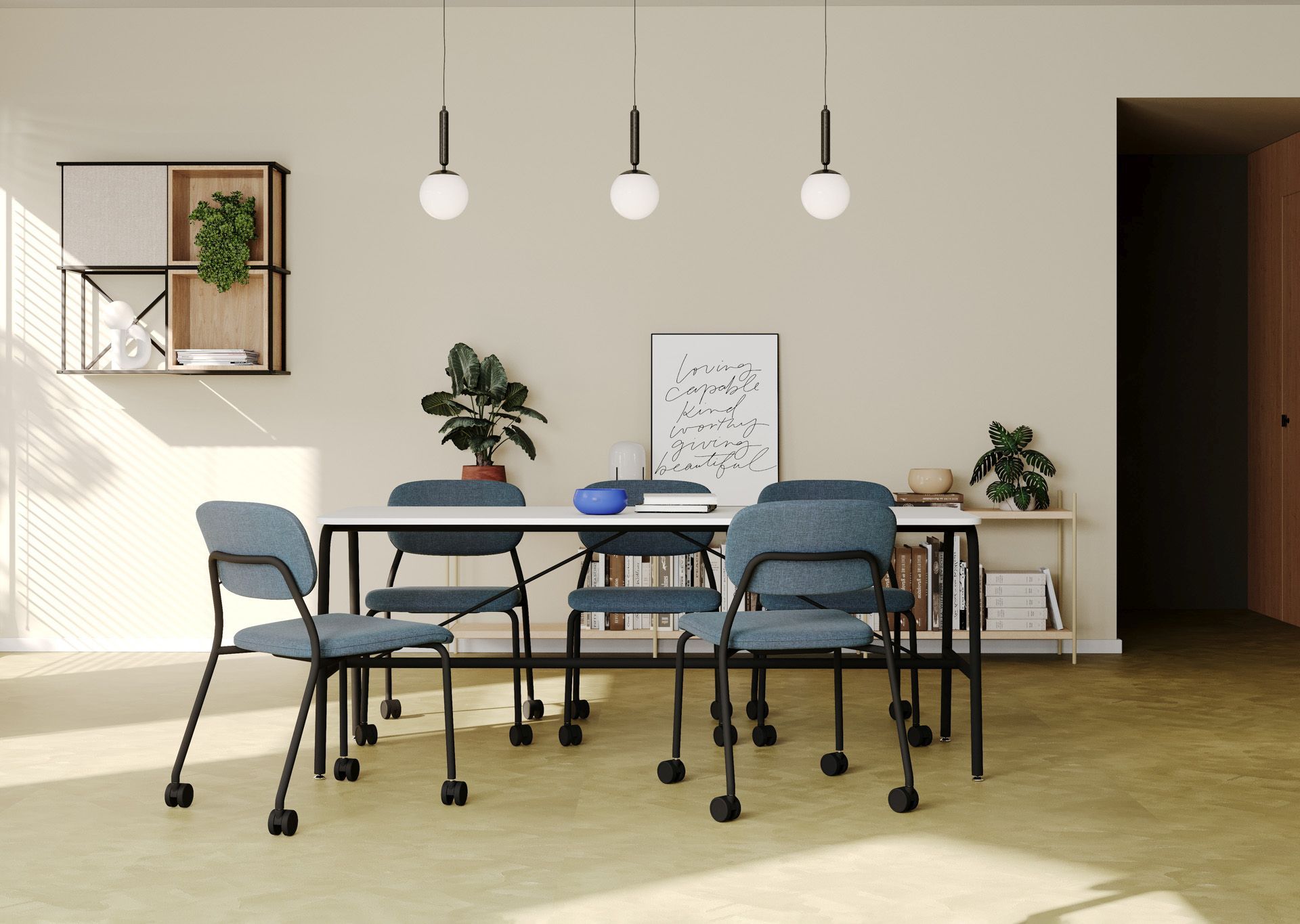 hens HS 260 Chaise / chaise de conférence sur roulettes Bejot 
