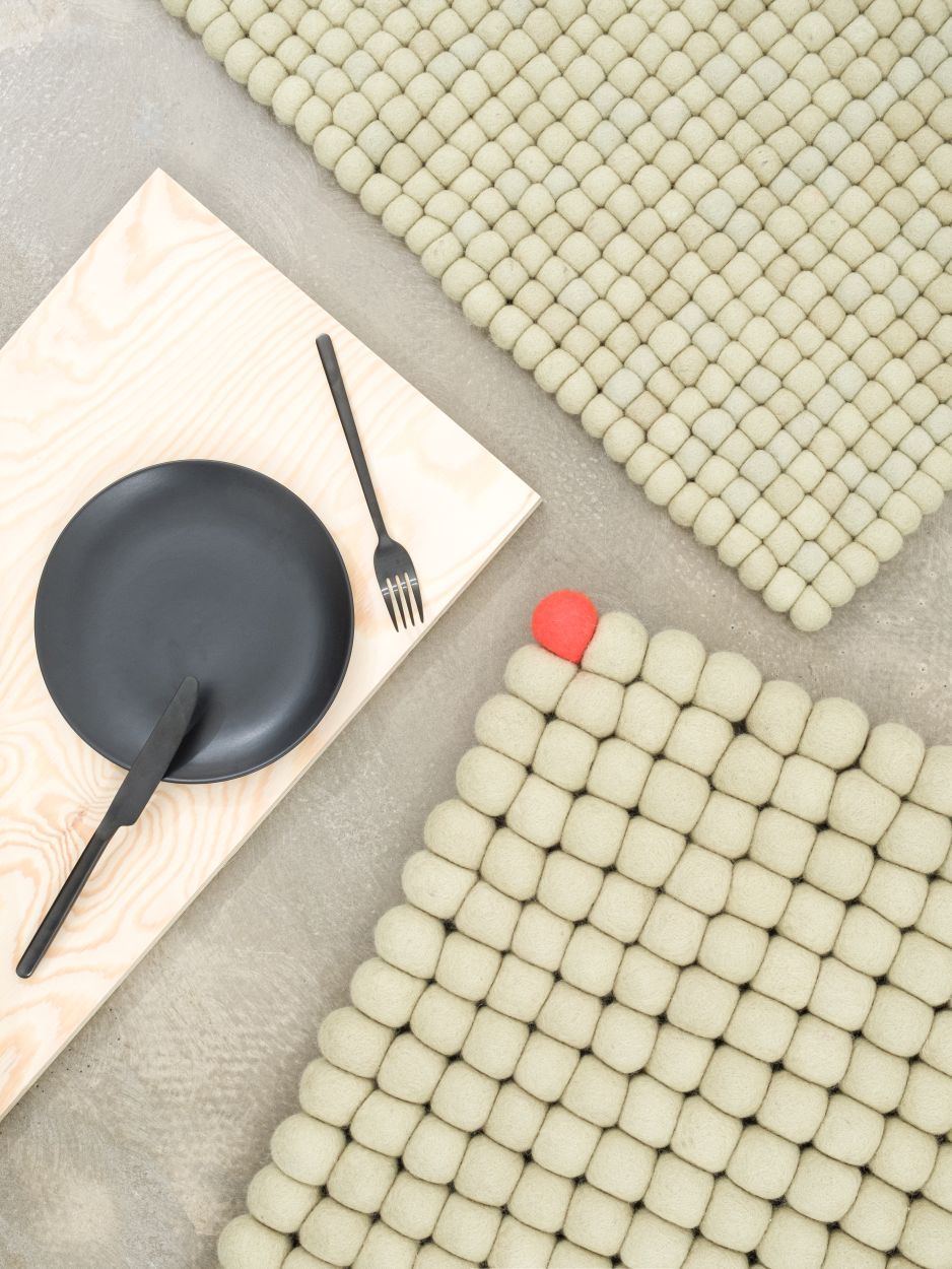 Big One Rectangulaire Tapis en feutre 200 x 300 cm myfelt Beige vert