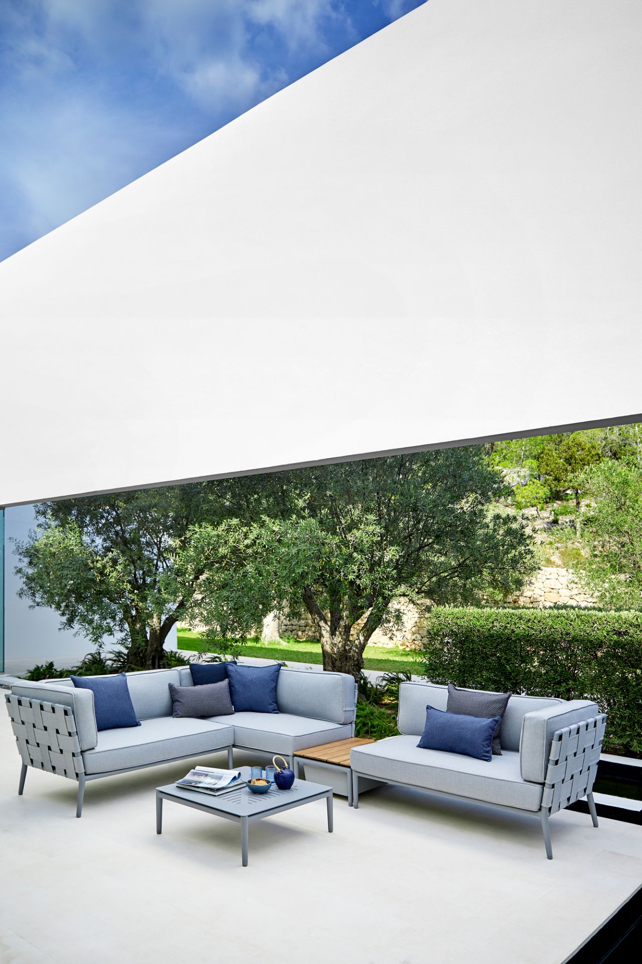 Conic AirTouch Outdoor 2 places modulaire canapé droite gris clair Cane-Line