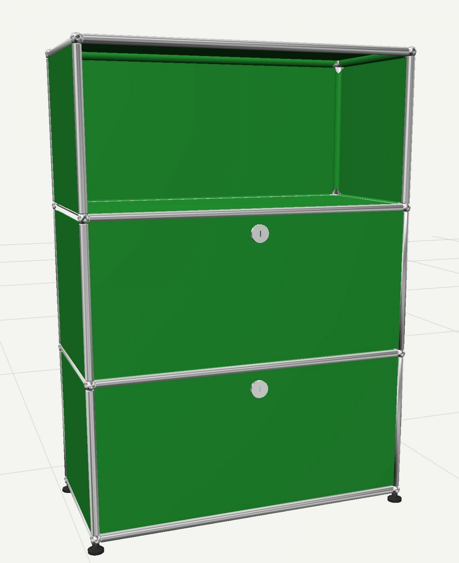 USM Haller Highboard mit 2 Klappen und 1 Fach offen-grün