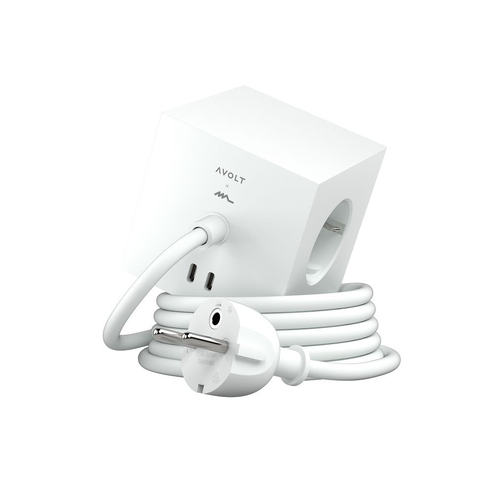 Square 1 - Avolt Power Cube avec USB-C, design blanc opale dfp OFFRE SPECIALE