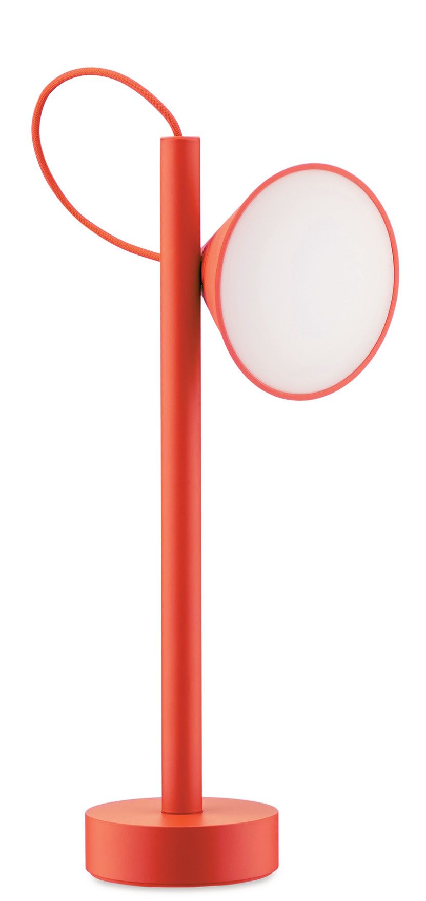 Tsumiki Lampe portable à batterie ME01 Alessi Orange Tsumiki Akku Leuchte von Alessi in Orange: Moderne, tragbare Tischleuchte mit LED-Licht und Tragegriff.