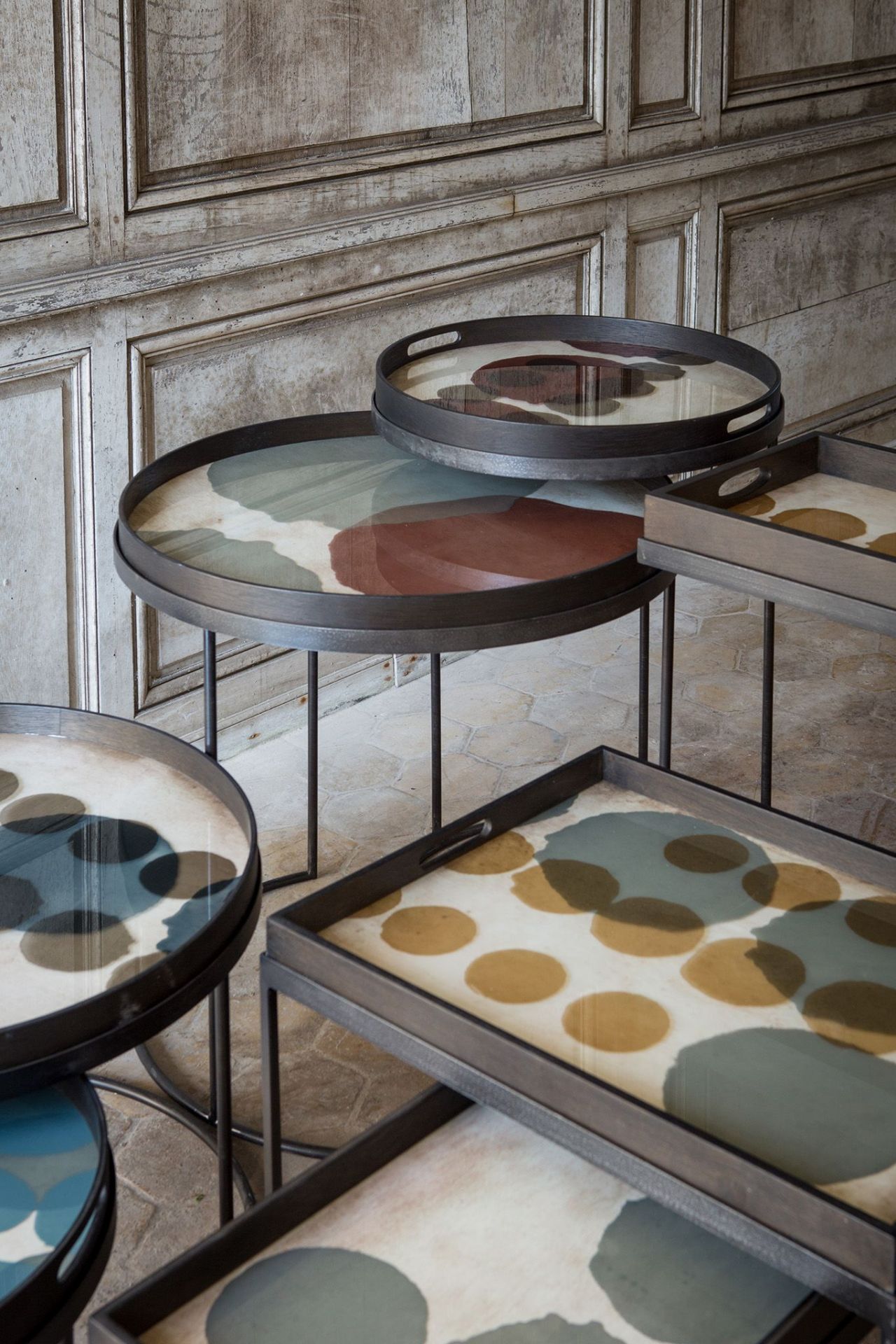 Set de 2 tables d'appoint Noir Rond S/L Ethnicraft 