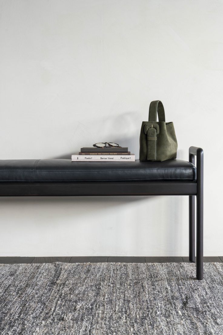 Jack Bench Banc avec assise rembourrée cuir noir Ethnicraft