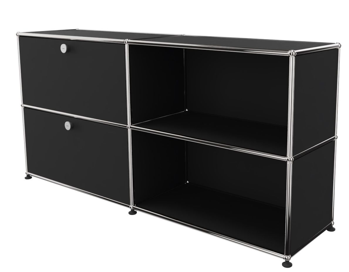 USM Haller Buffet 2 Open / 2 Flaps à gauche Noir graphite - FAST DELIVERY