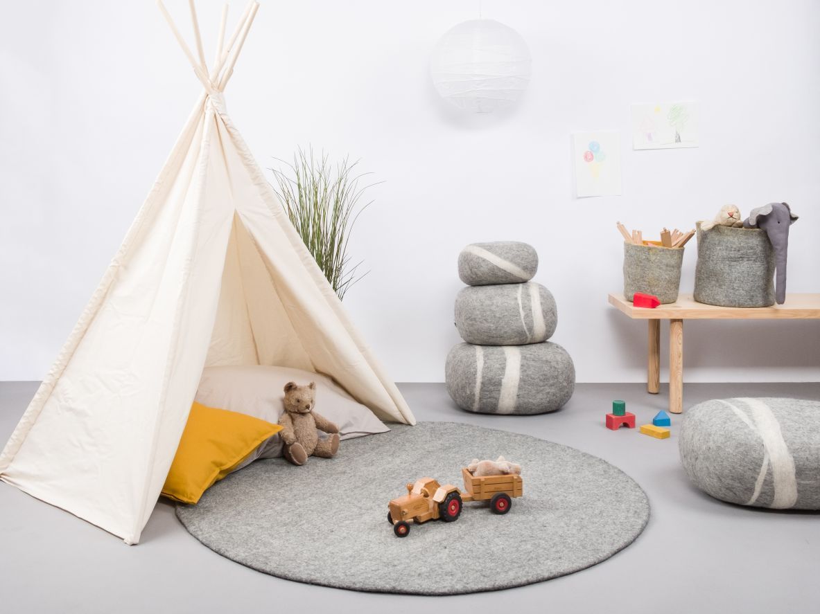 Mono Rond Tapis en feutre Ø 160 cm myfelt Carl (gris chiné)