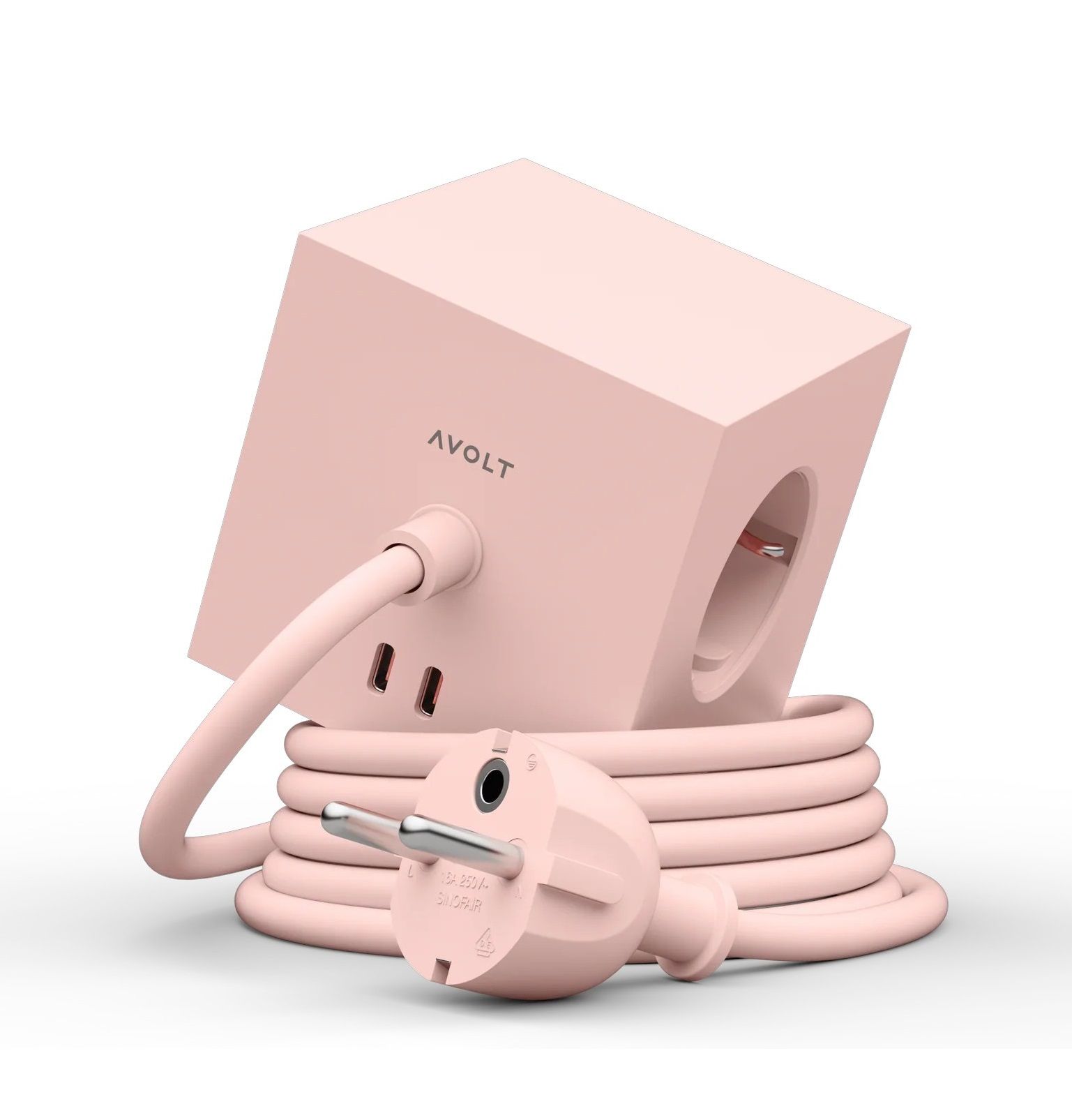 Avolt Cube de prises avec USB C dfp Design Pink