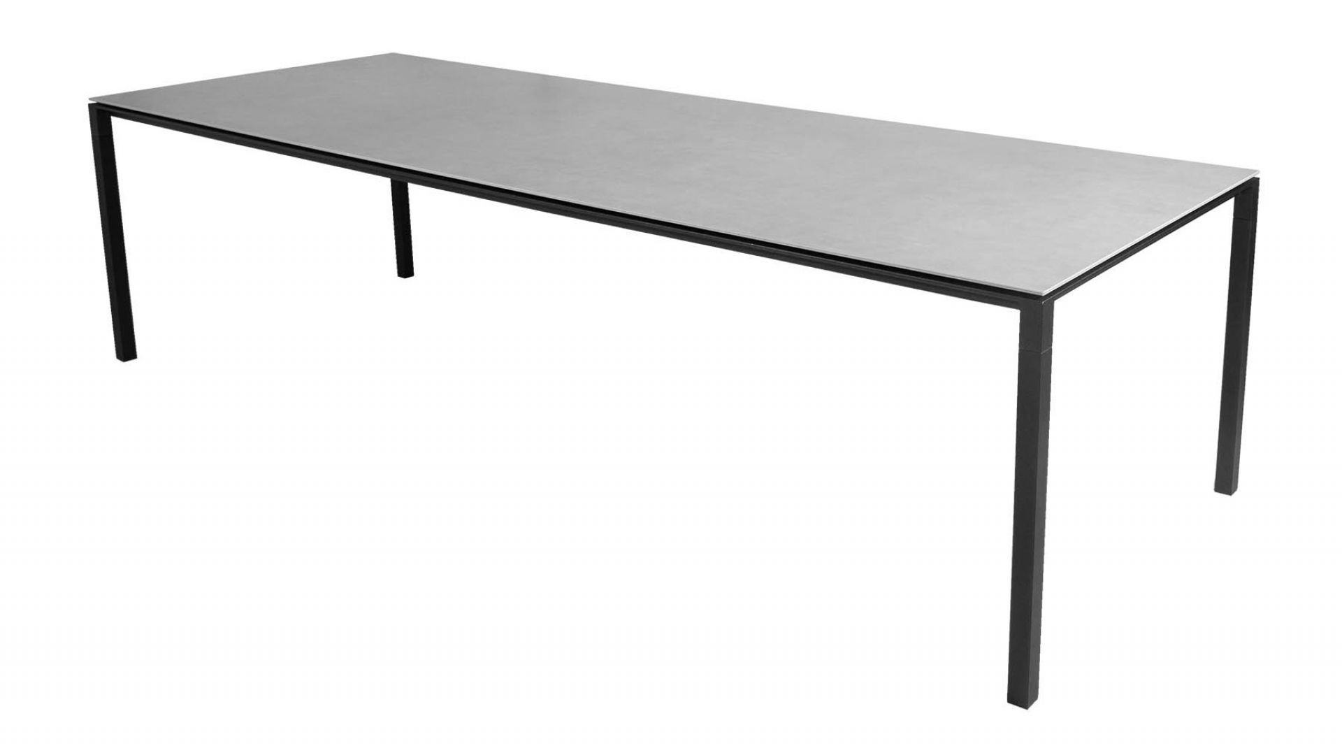 Pure Outdoor Grande L 280 x P 100 x H 73 cm table de salle à manger Piétement gris lave Plateau gris béton Cane-Line