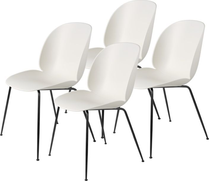 Beetle Chair Chaise de salle à manger Non rembourrée Alabaster White Noir set de 4 Gubi