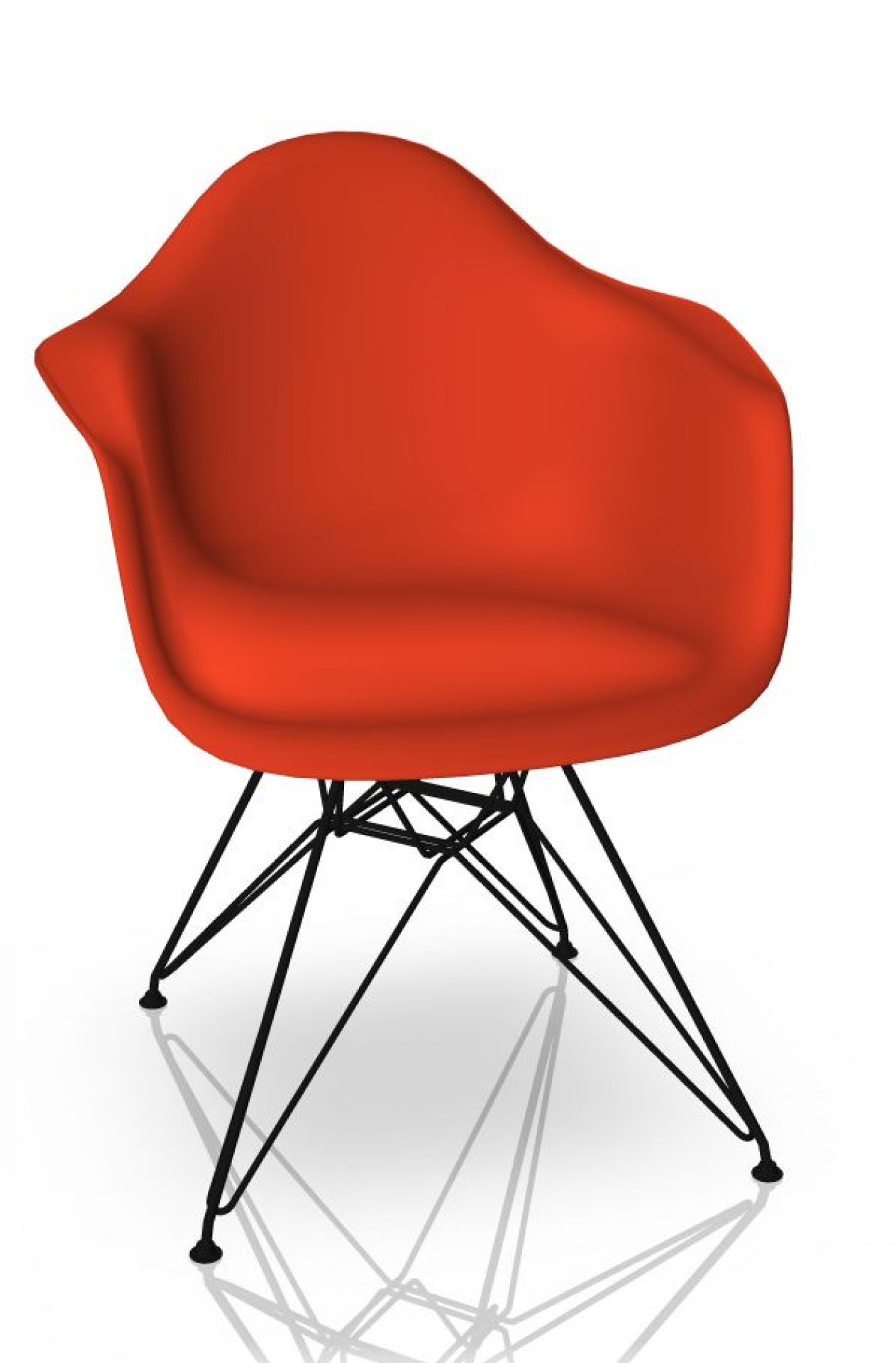 Eames Plastic Arm Chair DAR Chaise Vitra Noir - Poppy red