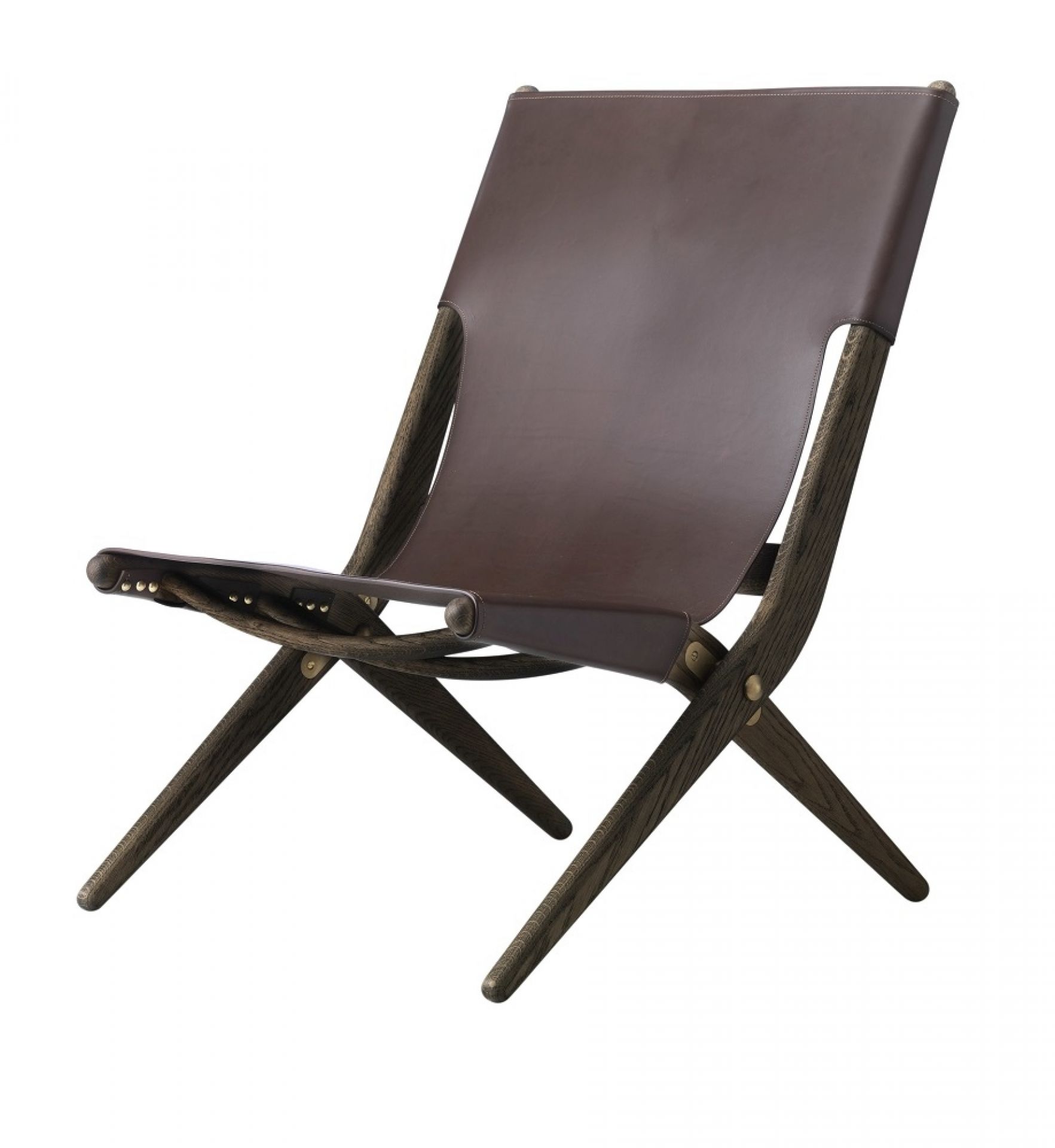 Saxe Chaise chêne teinté brun - cuir brun Audo
