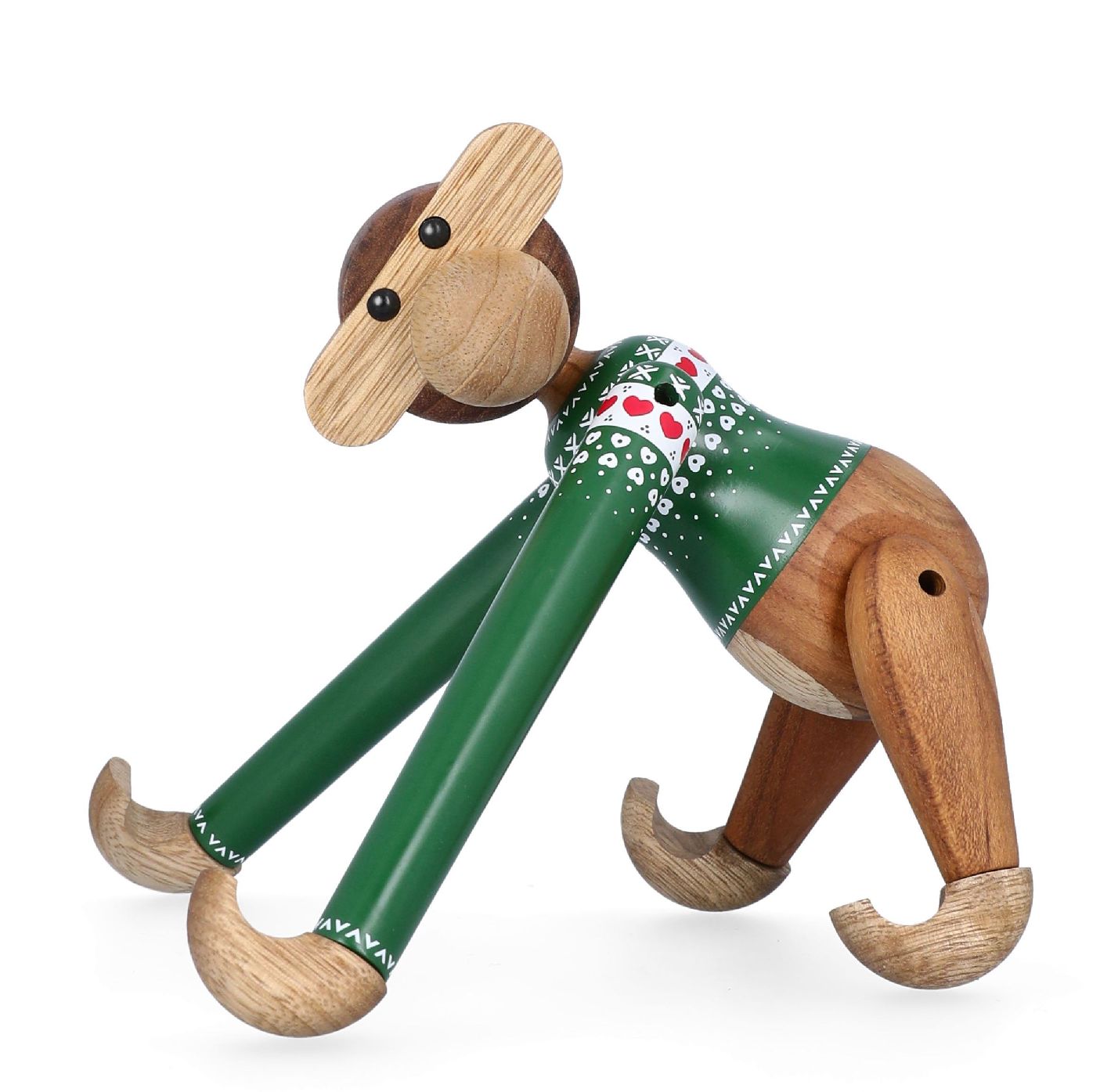 Figurine en bois de singe vert pull de Noël Kay Bojesen 
