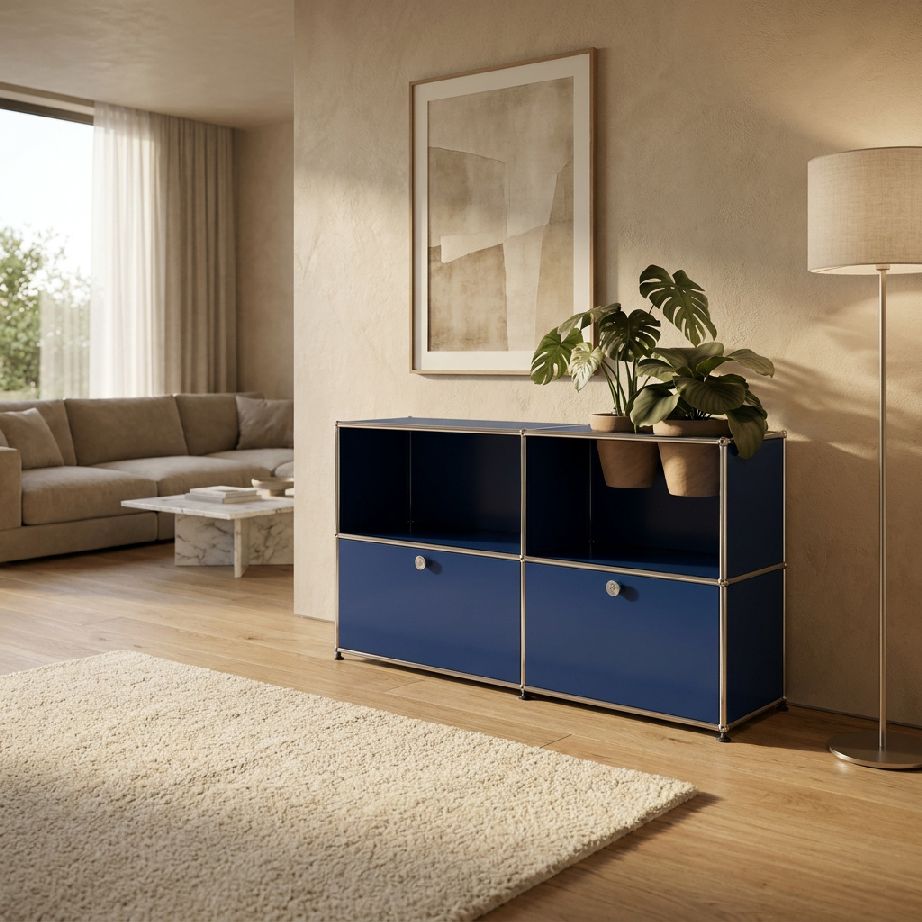 Buffet USM Haller M57 avec portes à charnières et insert pour plantes - LIVRAISON RAPIDE