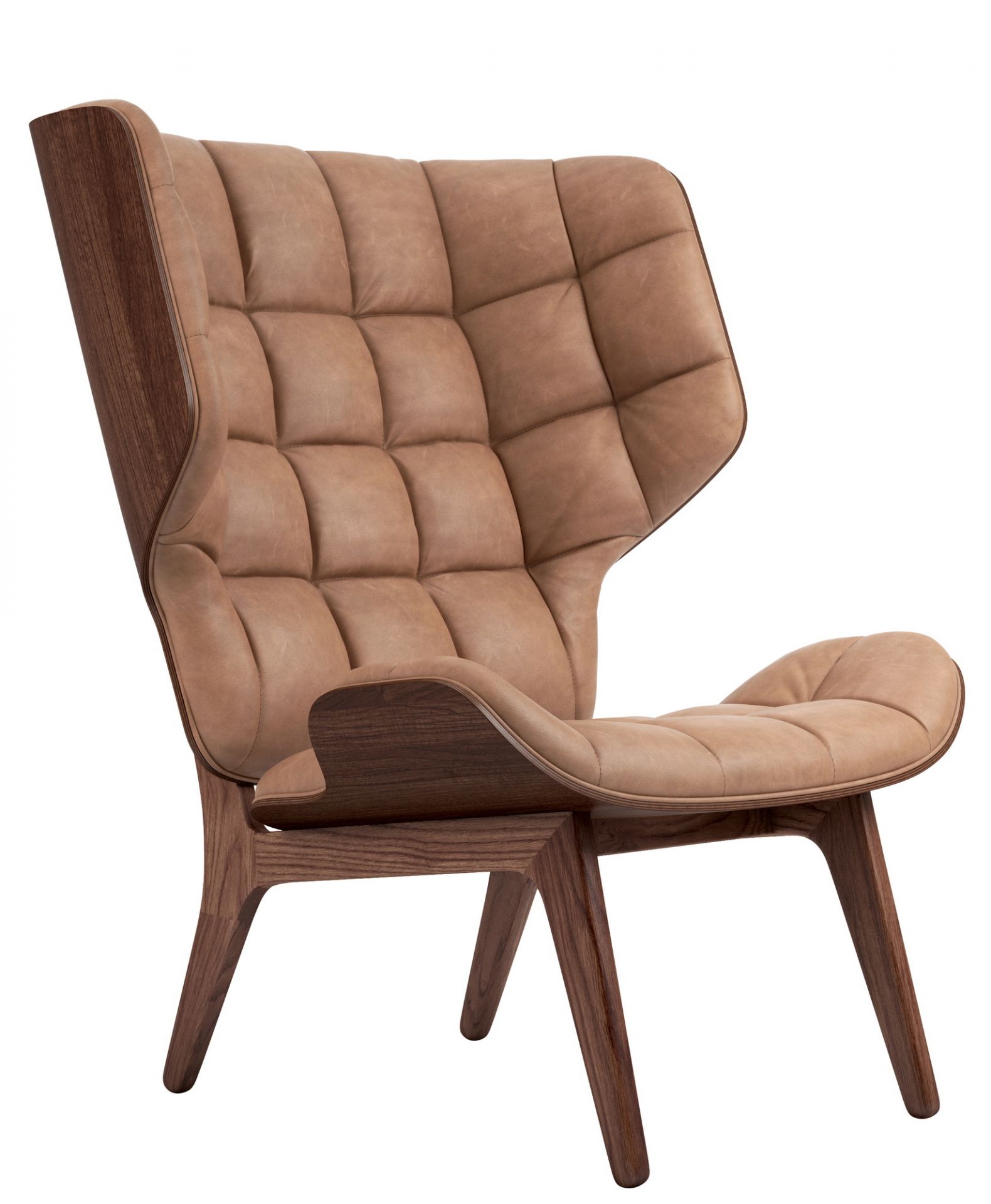 Mammoth Chair fauteuil cuir revêtement NORR11-chêne foncé fumé Dunes cuir camel
