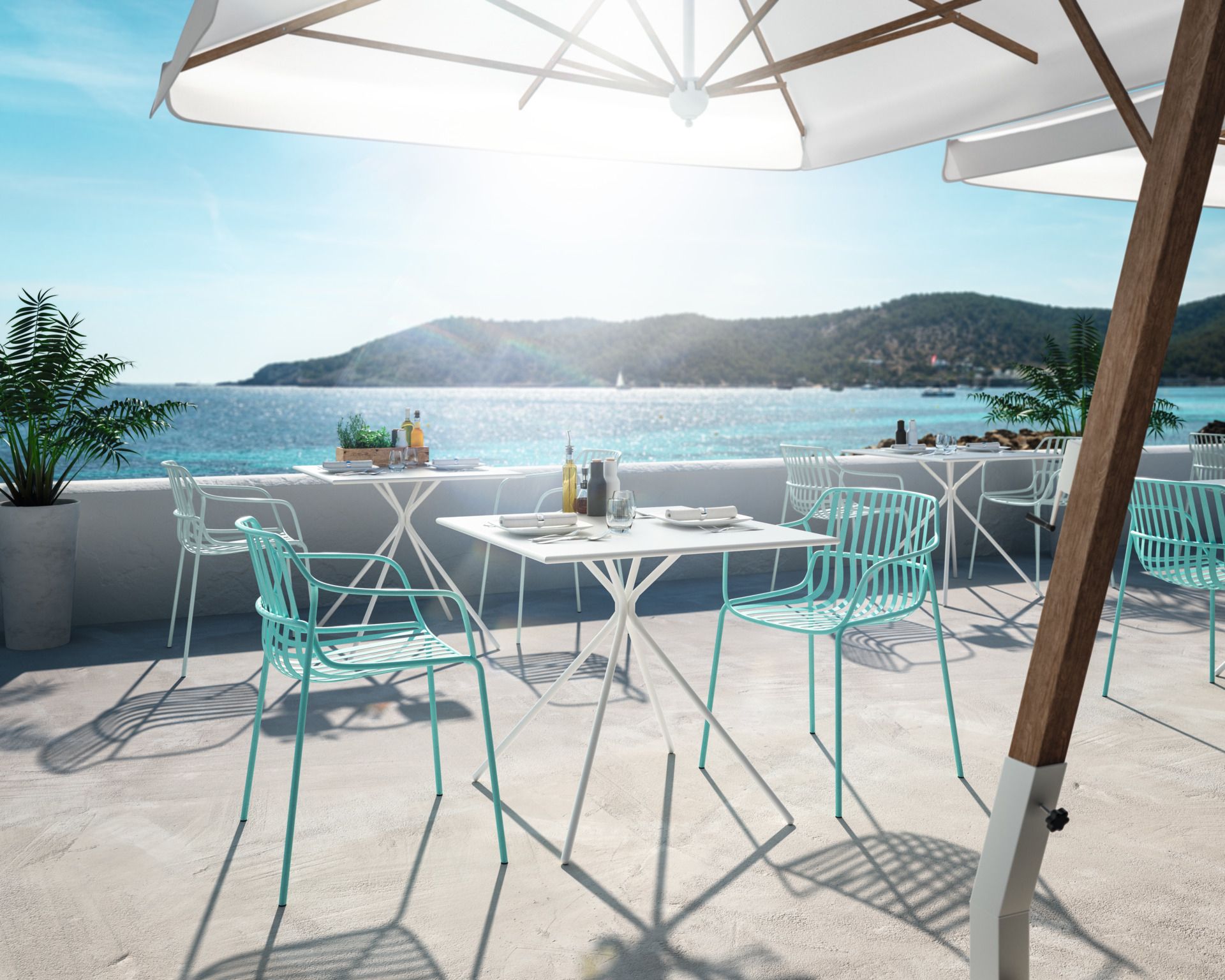 Crona Steel Table de Bistro Carré Outdoor Brunner