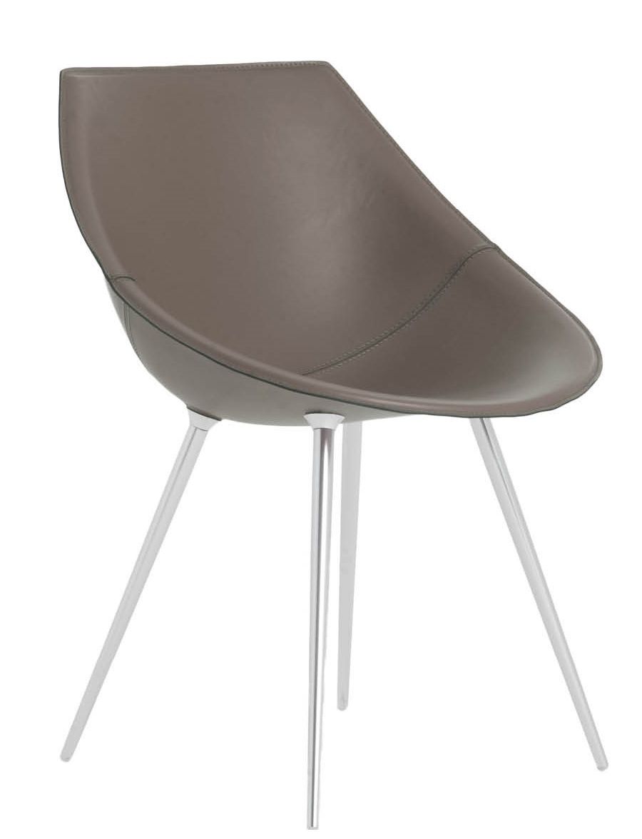 Fauteuil LAGO avec les jambes en cuir Driade beige foncé