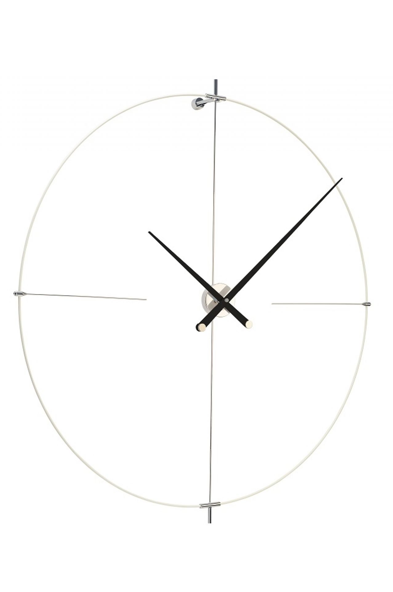 Weiße Bilbao Wanduhr von Nomon mit schwarzen Zeigern und minimalistischem Design.