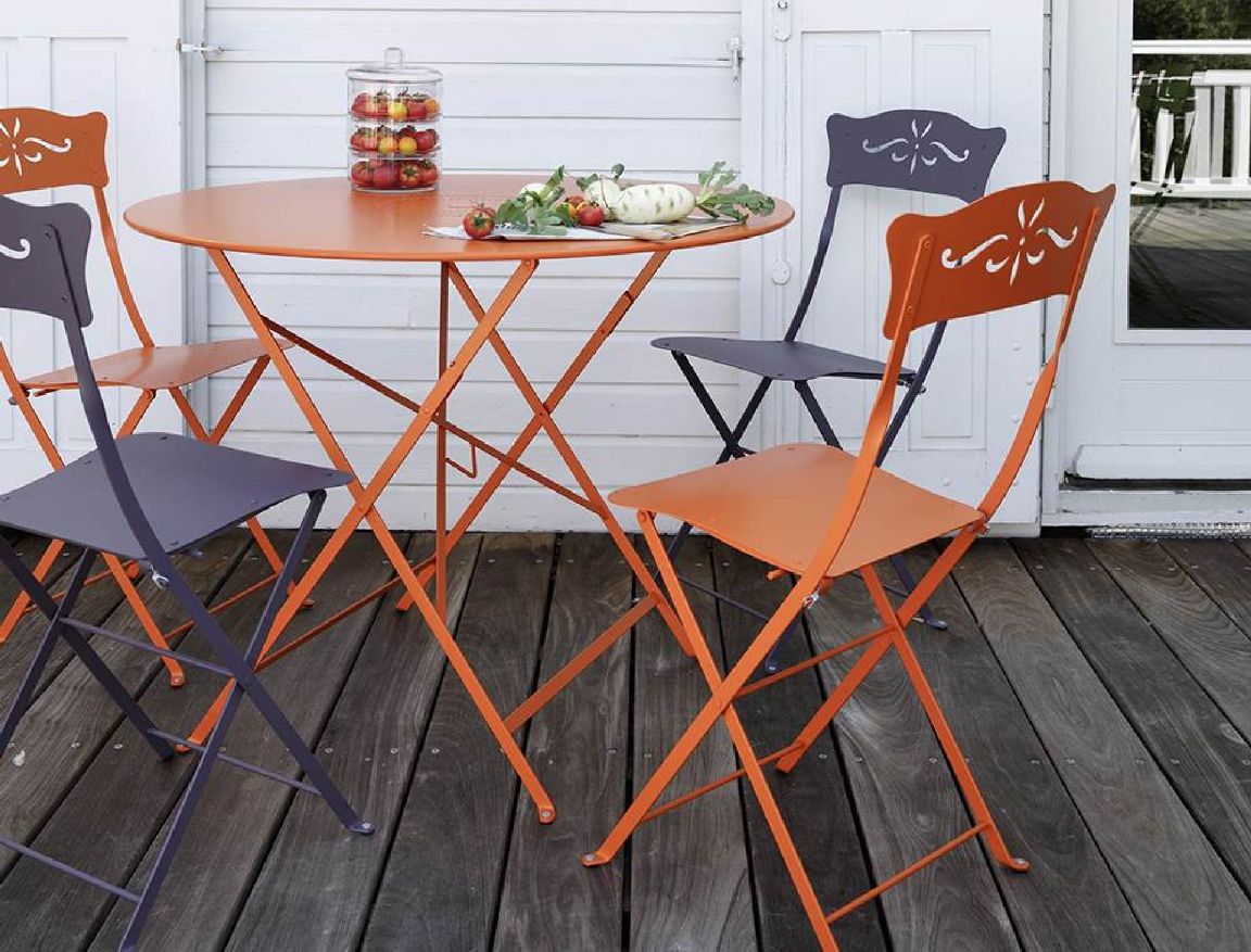 Table pliante d'extérieur bistro, ronde, 60 cm, rouge ocre, Fermob OFFRE SPECIALE