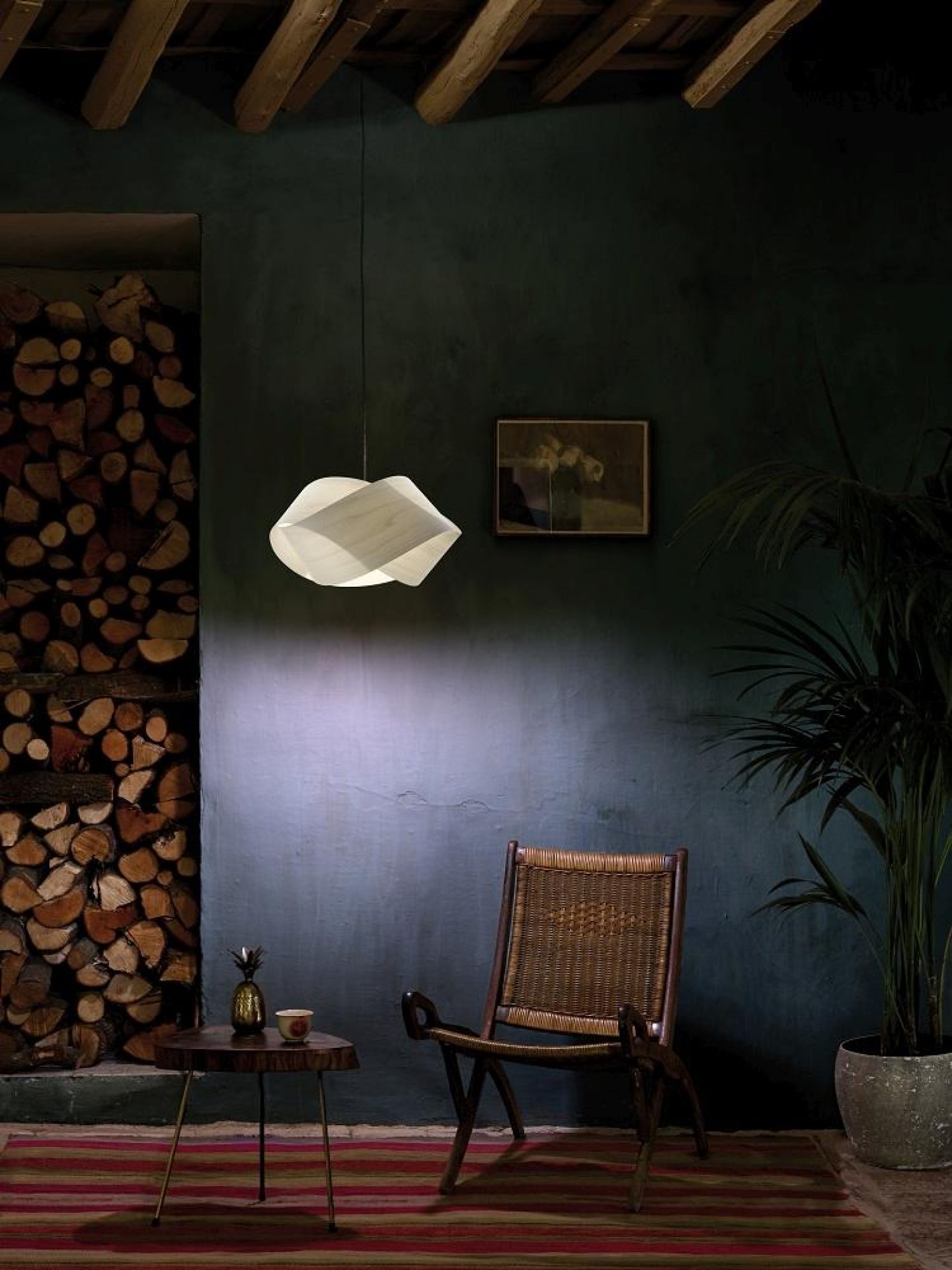 Nut Suspension Lampe suspendue Câble et baldaquin en noir Abat-jour en orange LZF Lamps
