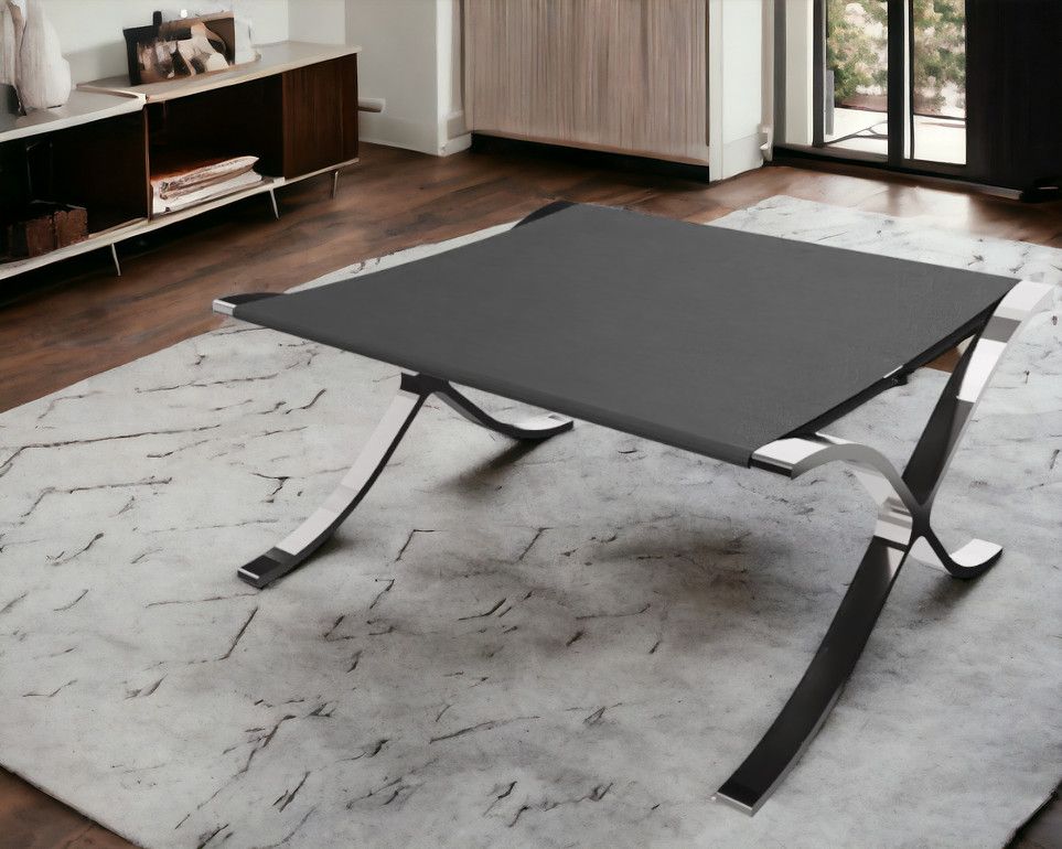 Tabouret Barcelona / Tabouret Relax en cuir de vache noir Knoll International 