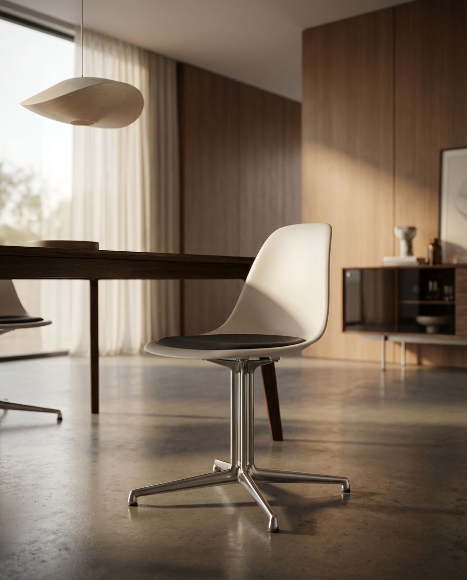 Eames Plasic Side Chair DSL RE chaise avec assise rembourrée Vitra 