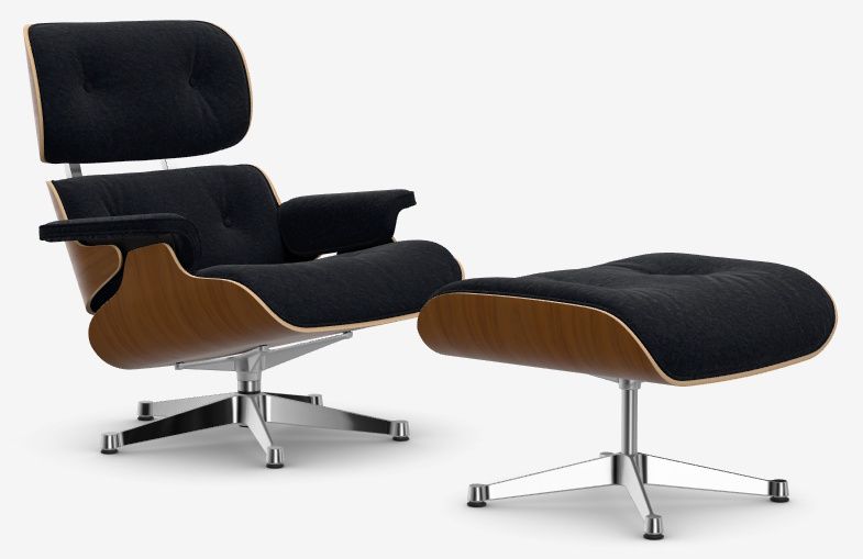 Fauteuil et repose-pieds Eames en noyer/nubia anthracite/noir Vitra OFFRE SPECIALE