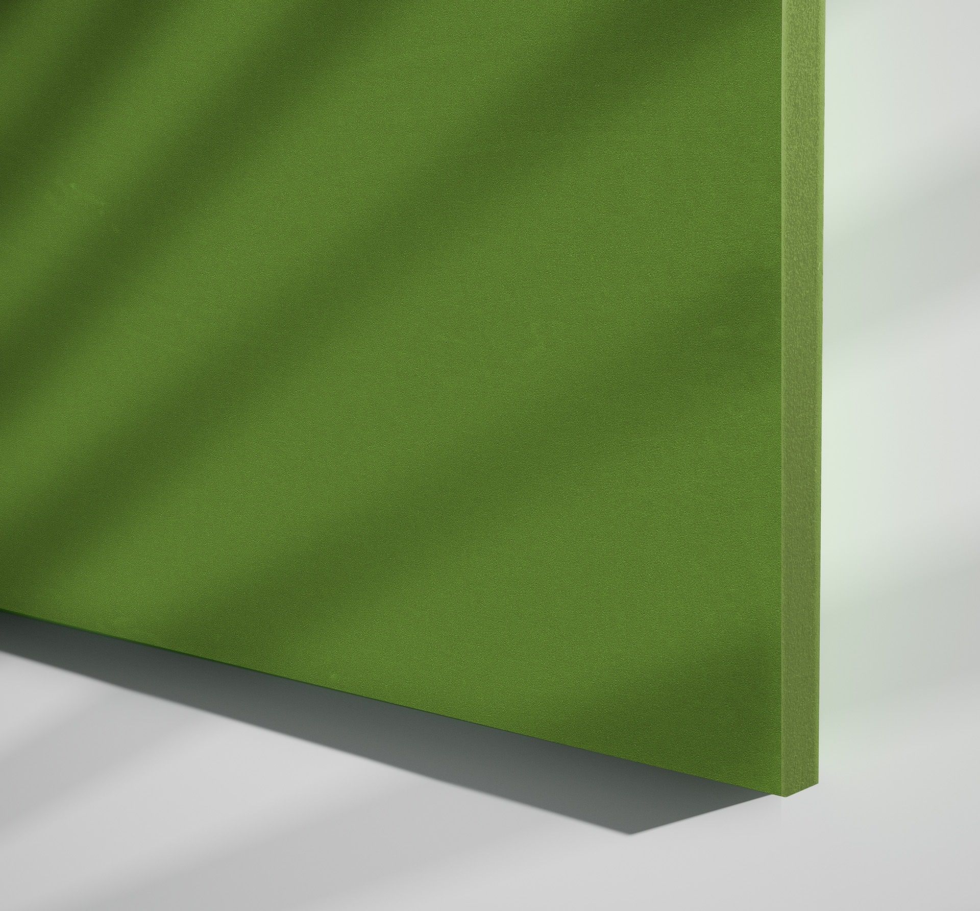 Grünes Terio Akustik Panel von Palmberg für Wandmontage zur Schallabsorption und Raumakustikverbesserung.