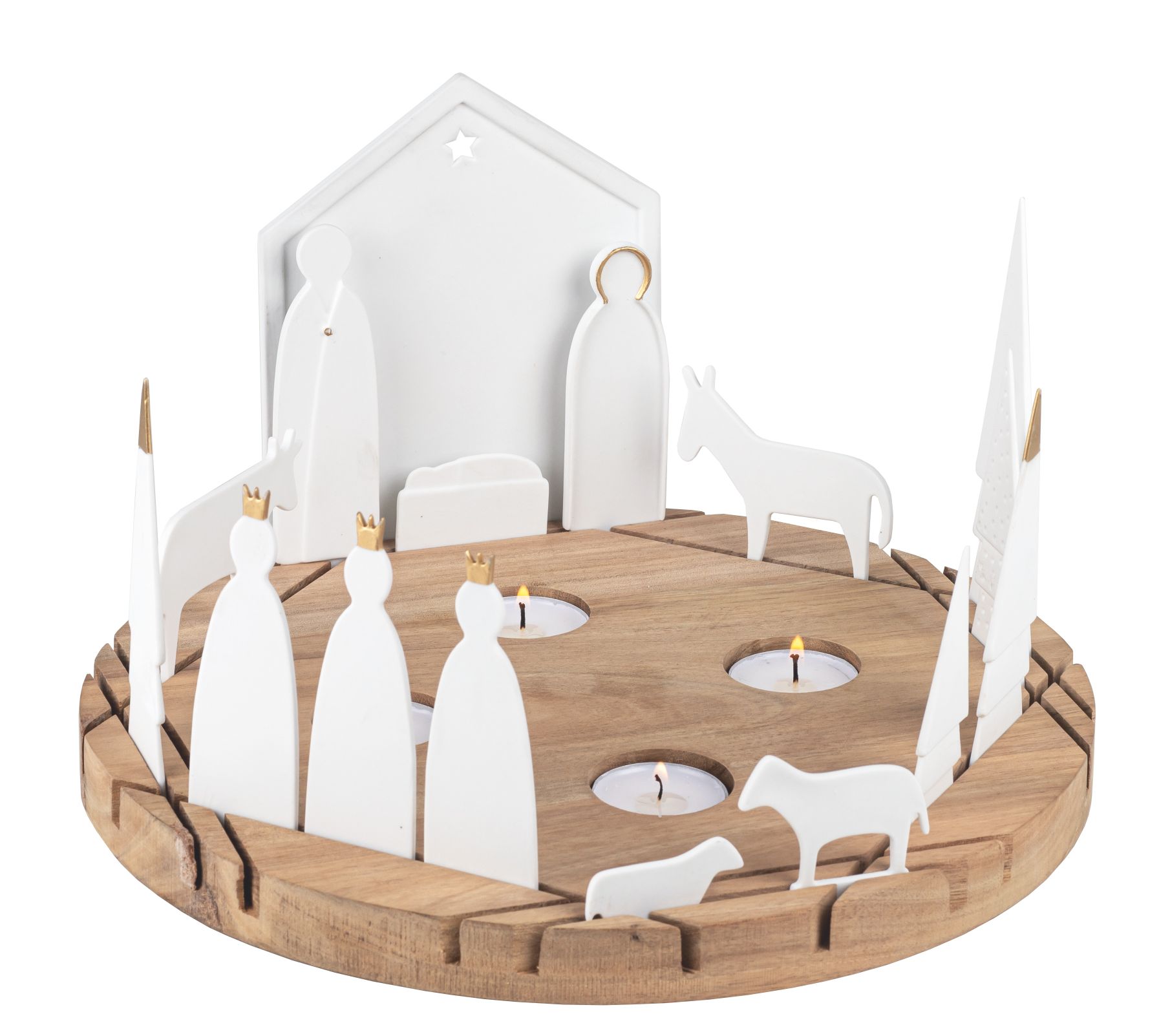 Objet lumineux crèche ronde roues
