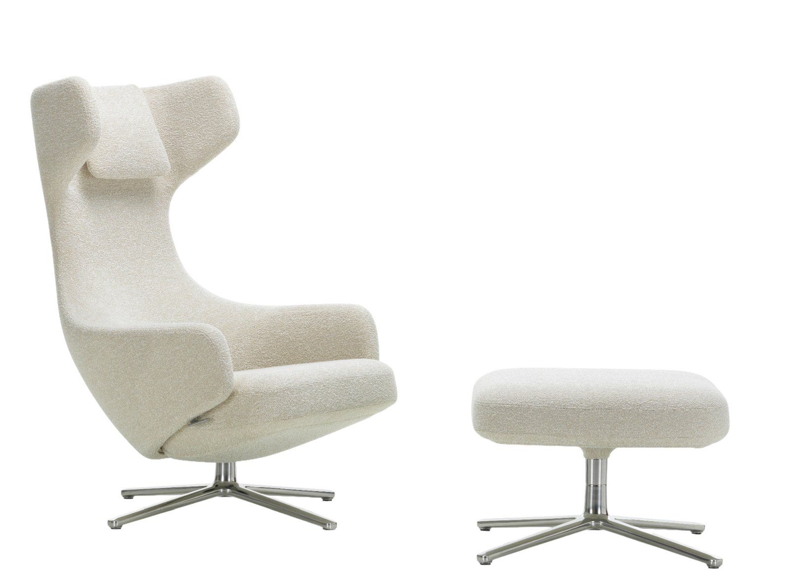 Grand Repos Fauteuil + Ottoman Vitra Poli Nubia Ivoire / Perle