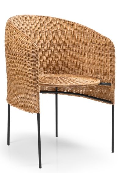 Caribe Natural Dining Chair chaise Outdoor ames Matériau naturel brut / Noir