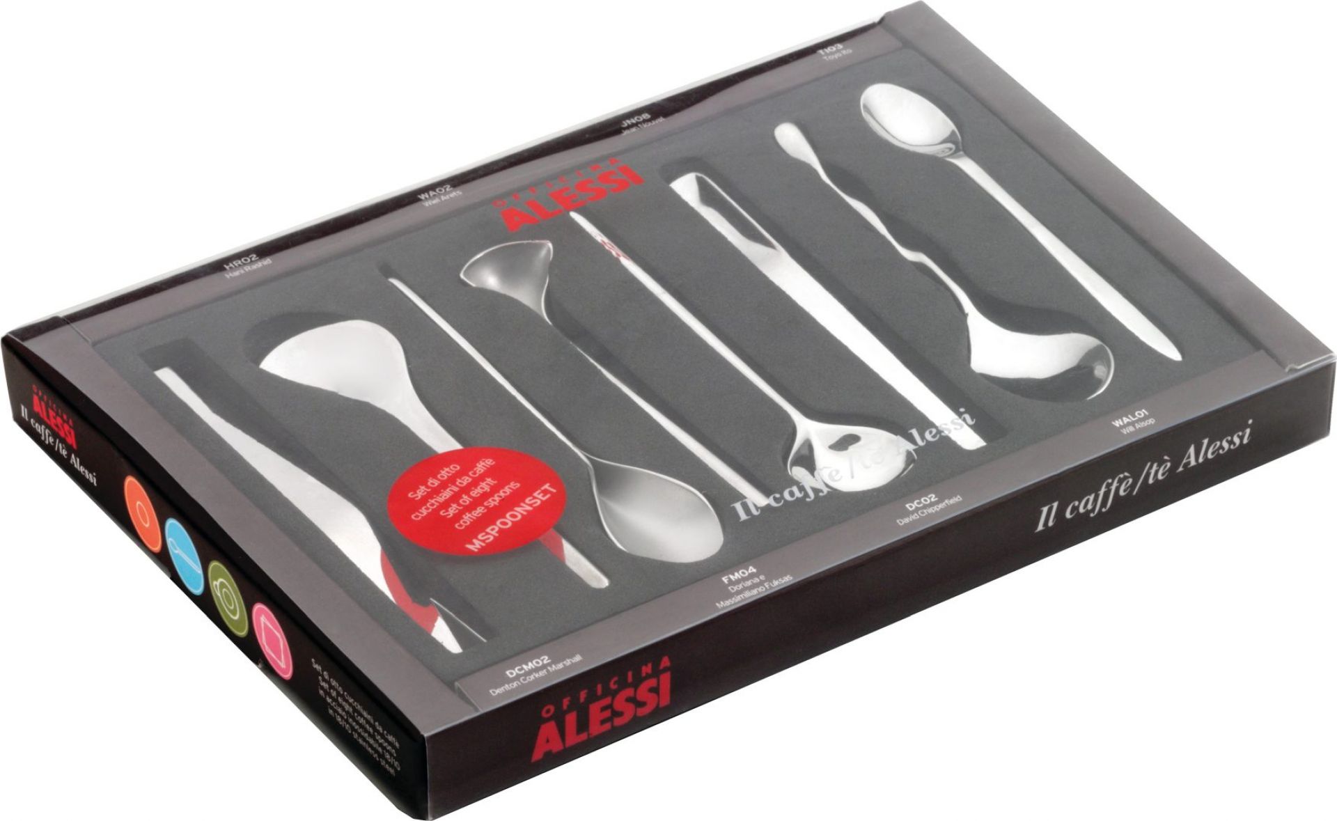 Il caffè/tè Alessi, Ensemble de 8 cuillères à café MSPOONSET Alessi