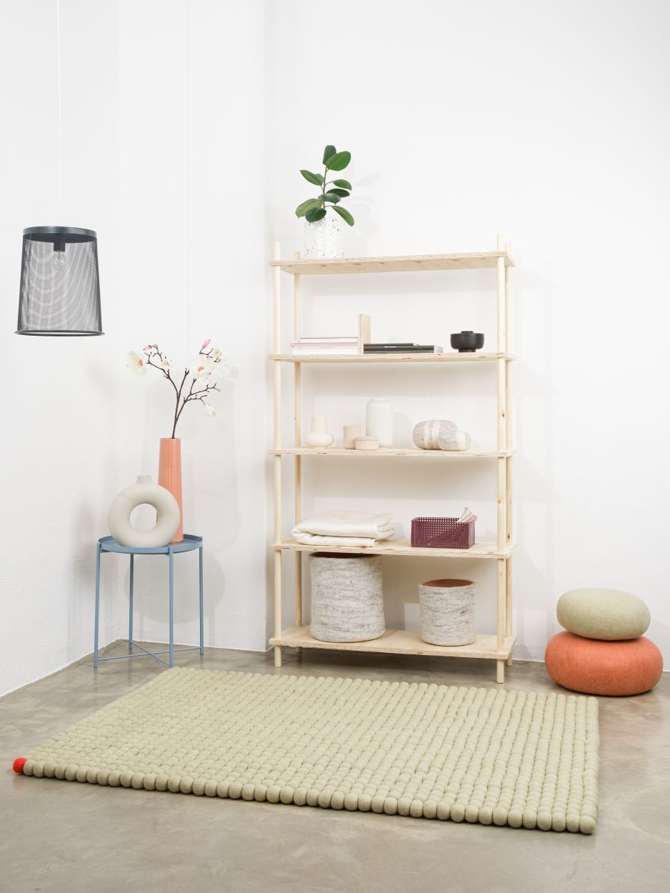 Big One Rectangulaire Tapis en feutre 140 x 200 cm myfelt Beige vert